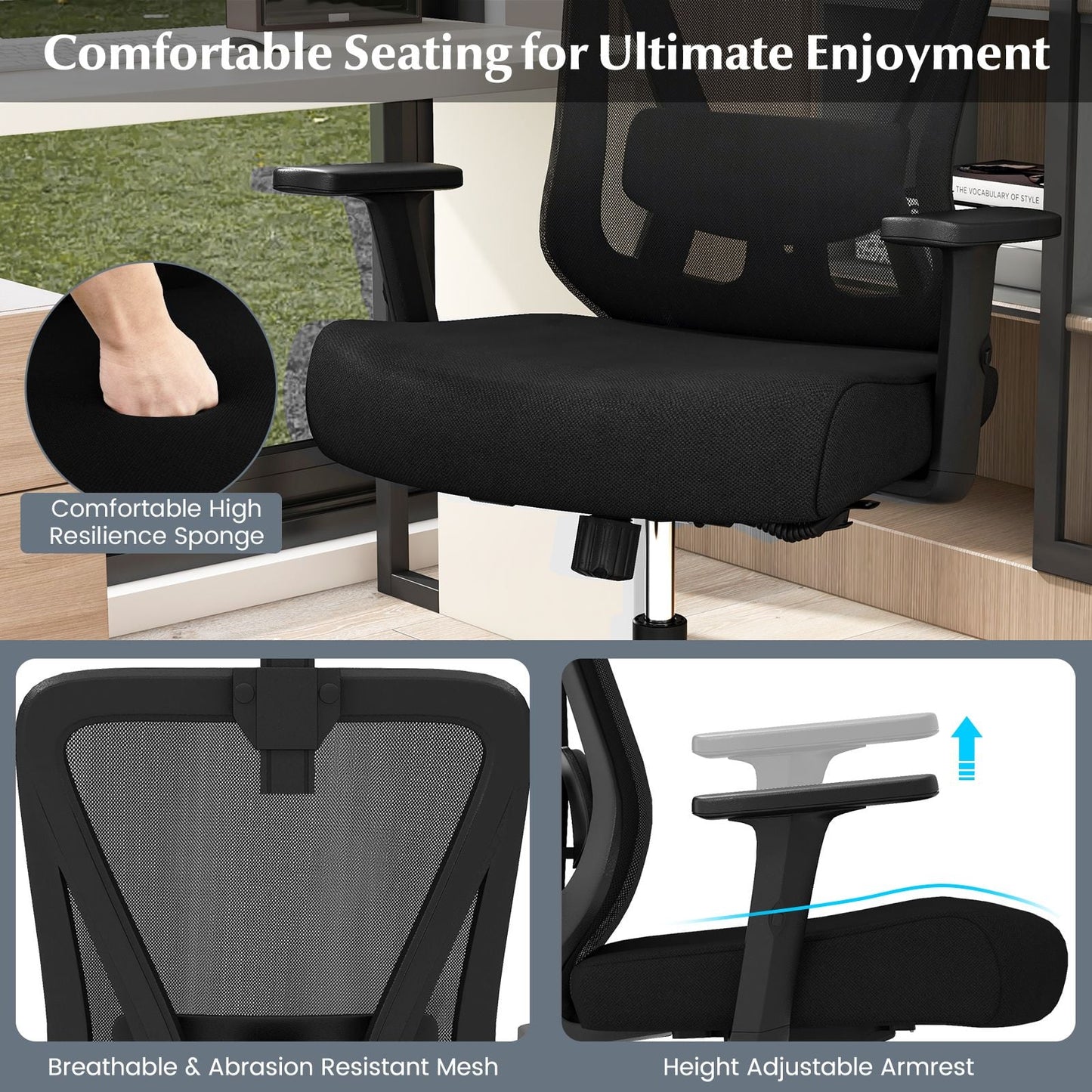 Mesh Ergonomic Office Chair Adjustable Swivel Task Chair