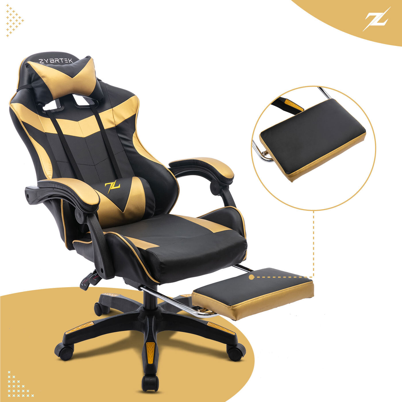 Height Adjustable Recliner Swivel Ergonomic Office PC Gaming Chair with Footrest