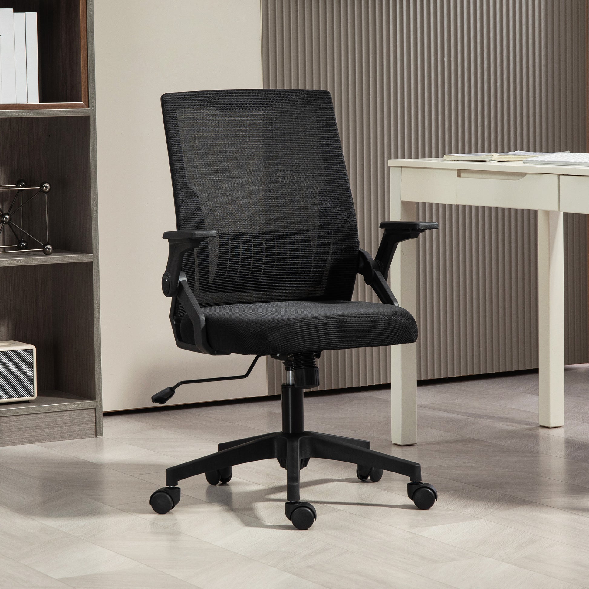 Mesh Office Chair, Desk Chair with Lumbar Support, Flip-Up Armrest