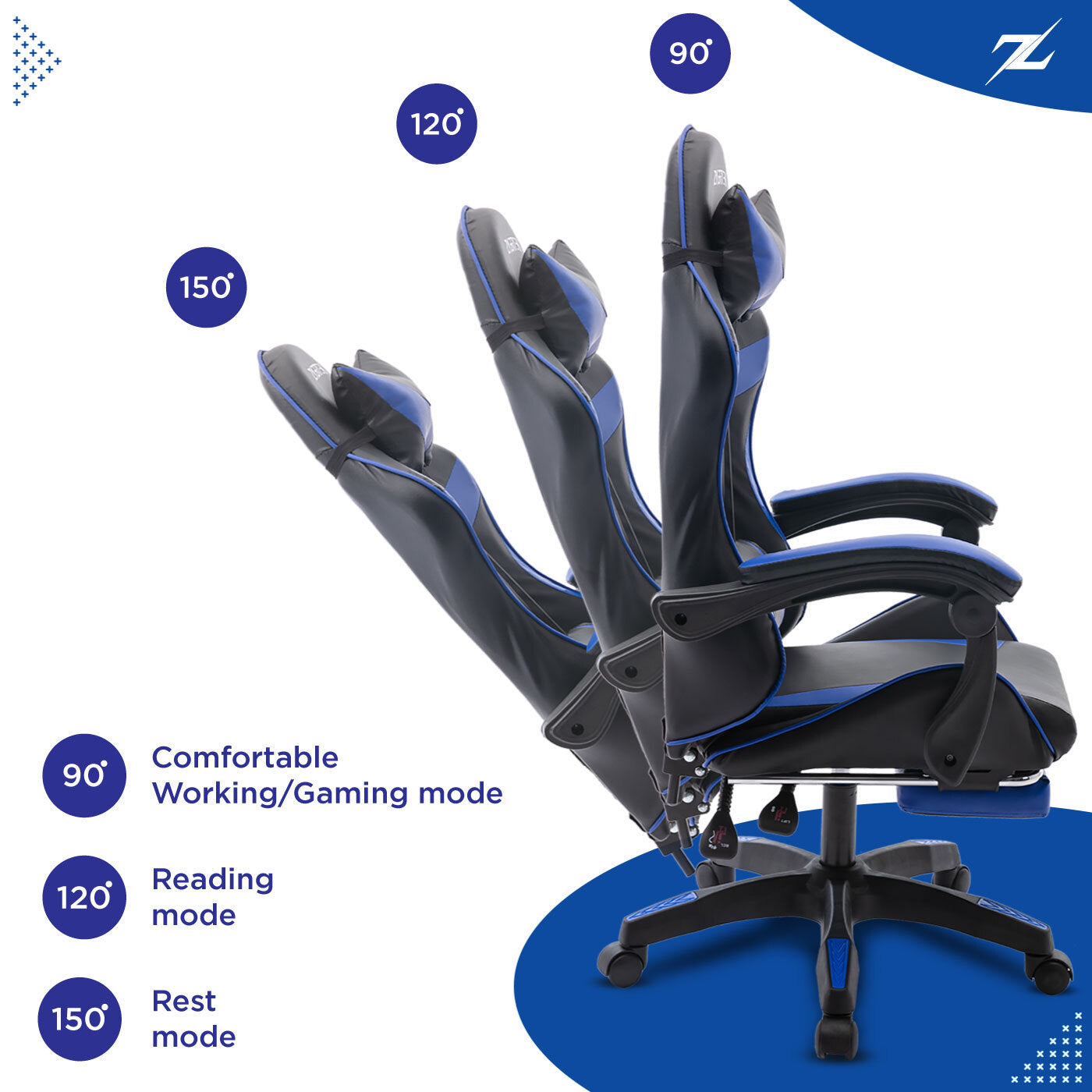 Height Adjustable Recliner Swivel Ergonomic Office PC Gaming Chair with Footrest