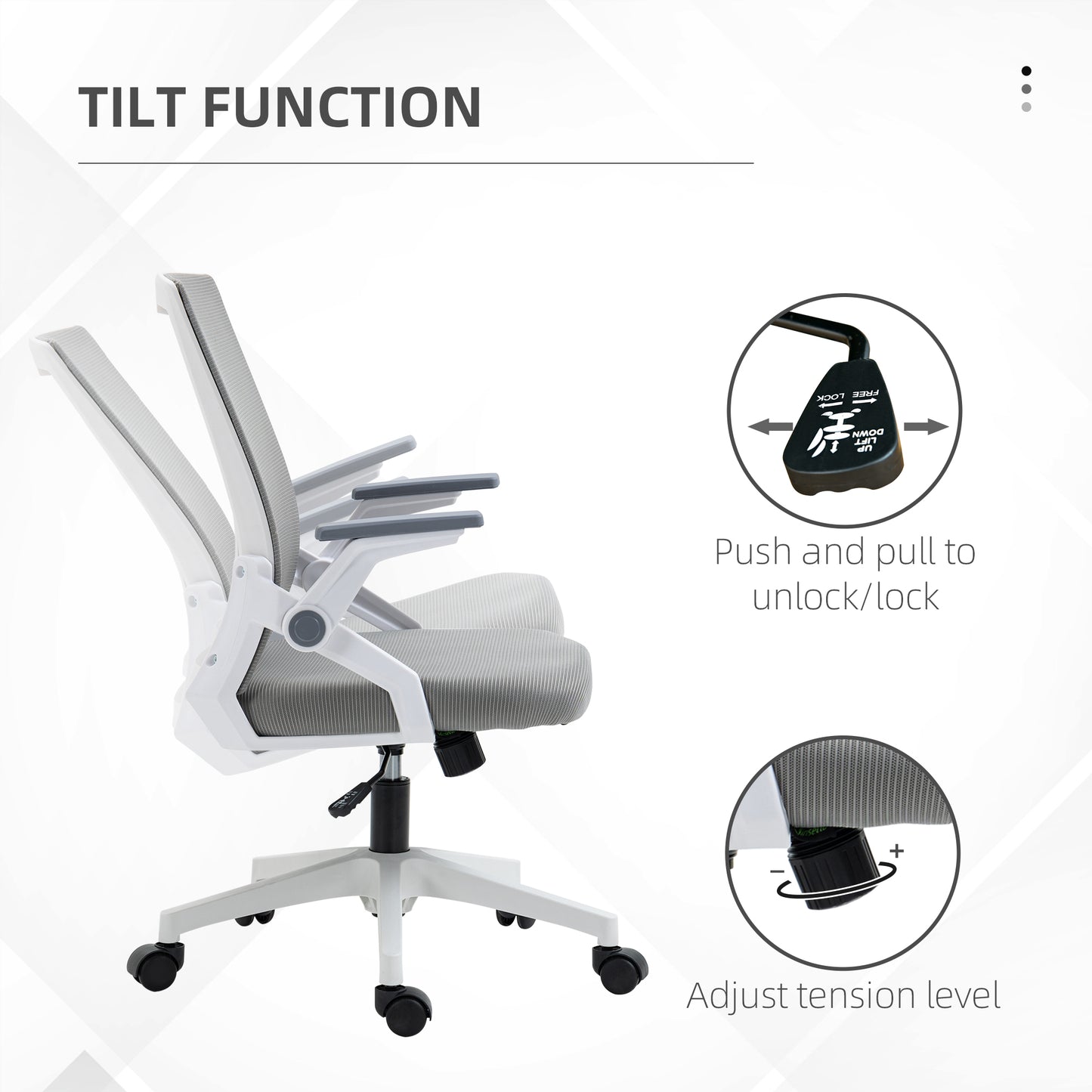 Mesh Office Chair, Desk Chair with Lumbar Support, Flip-Up Armrest
