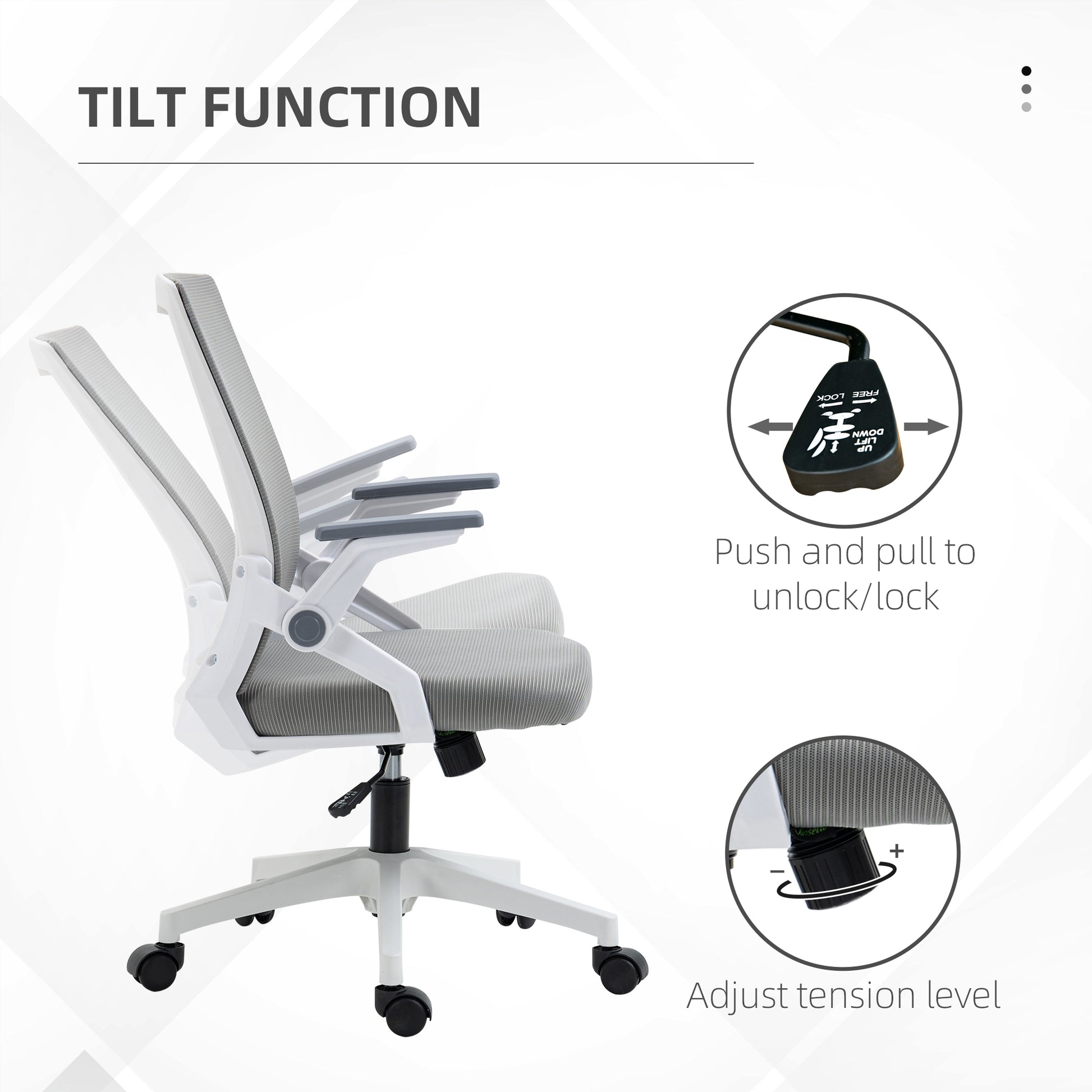 Mesh Office Chair, Desk Chair with Lumbar Support, Flip-Up Armrest