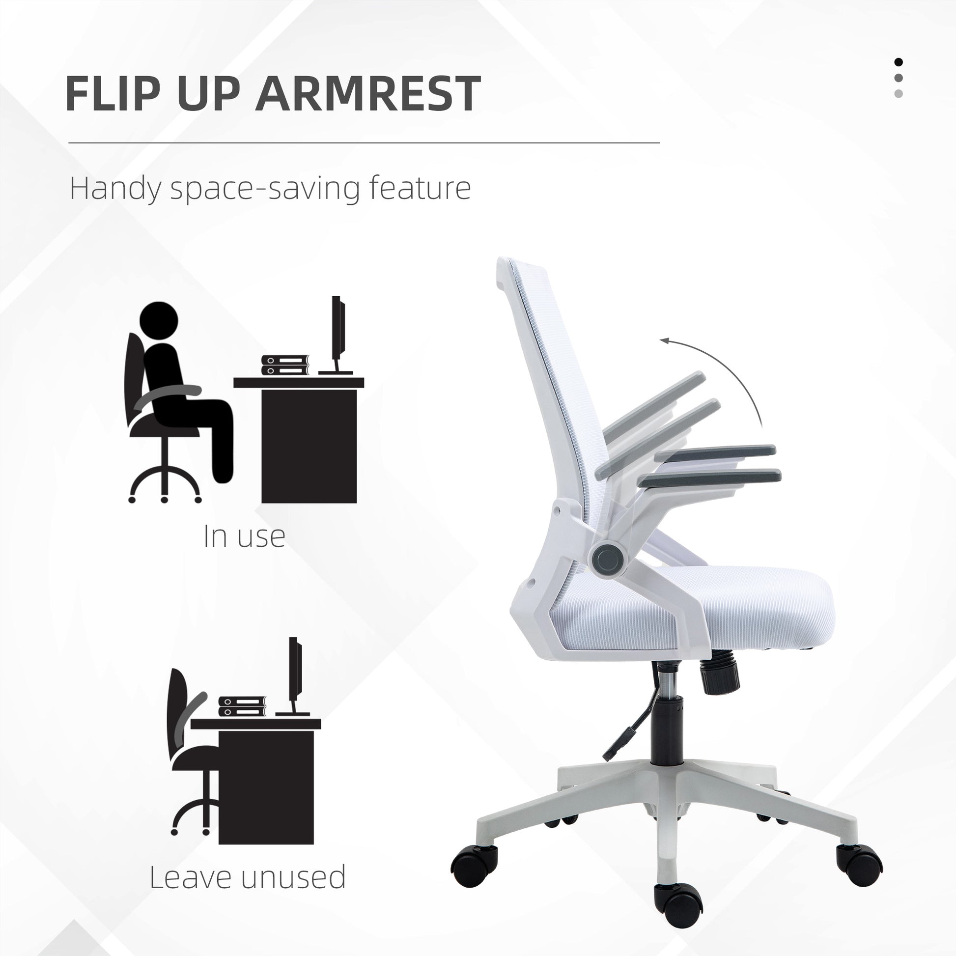 Mesh Office Chair, Desk Chair with Lumbar Support, Flip-Up Armrest