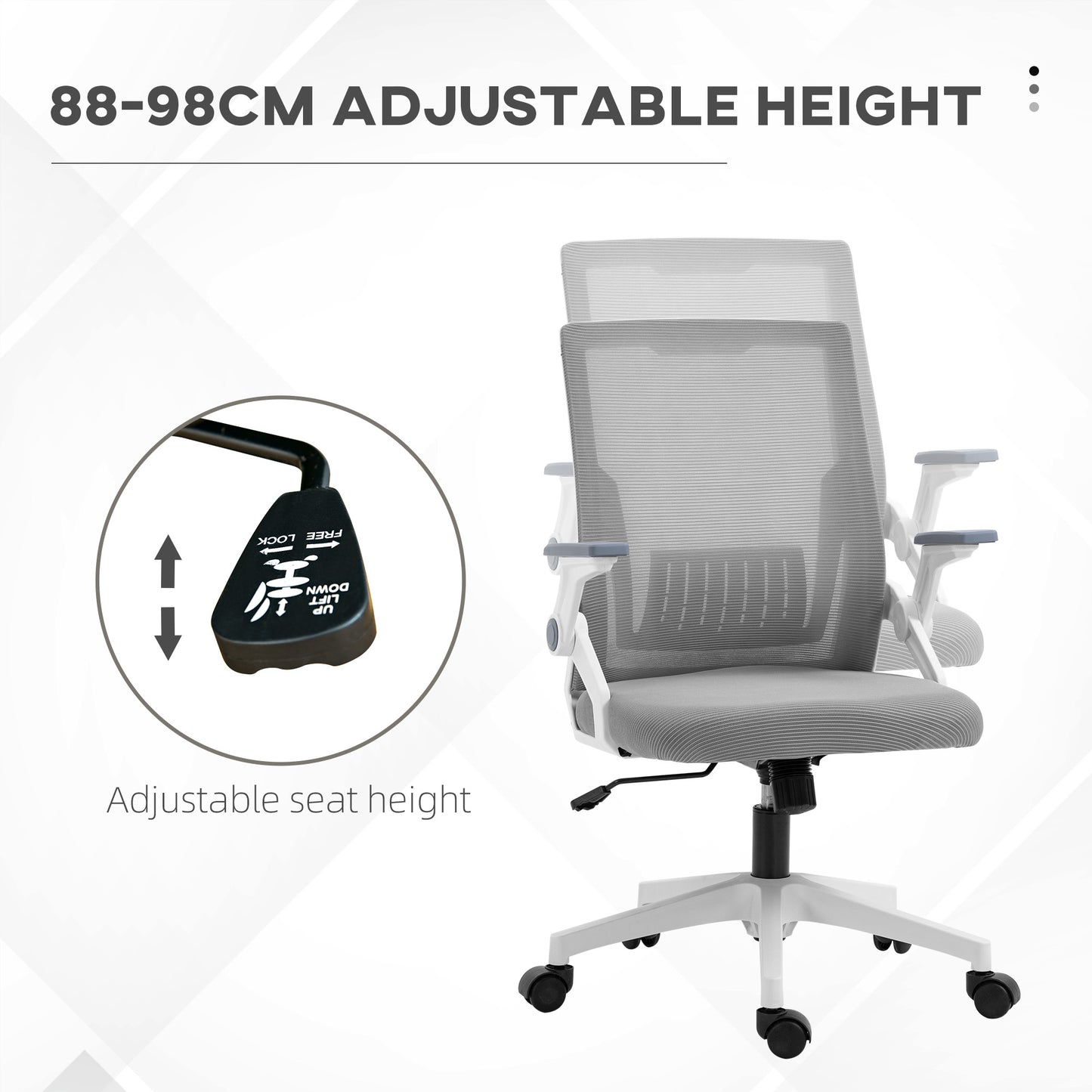 Mesh Office Chair, Desk Chair with Lumbar Support, Flip-Up Armrest