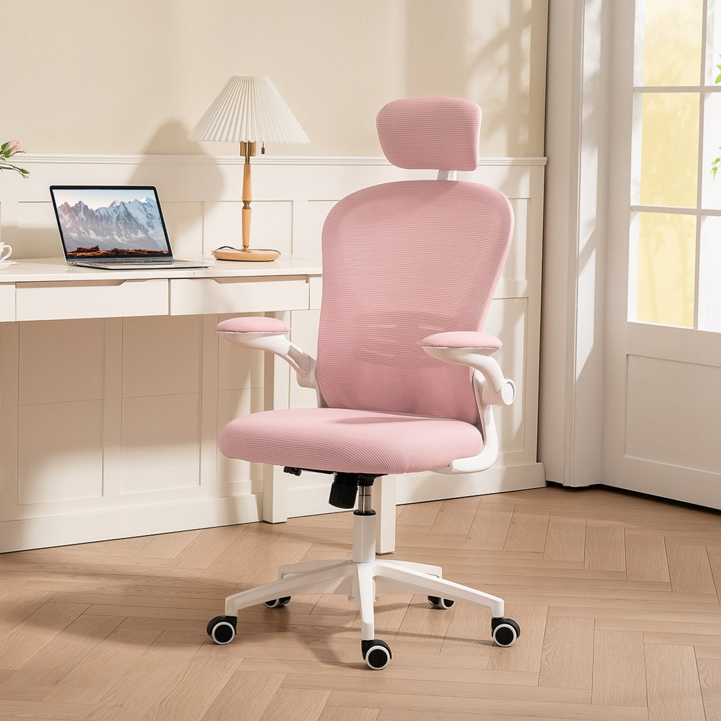 Mesh Office Chair with Headrest, Lumbar Support, 90° Arm