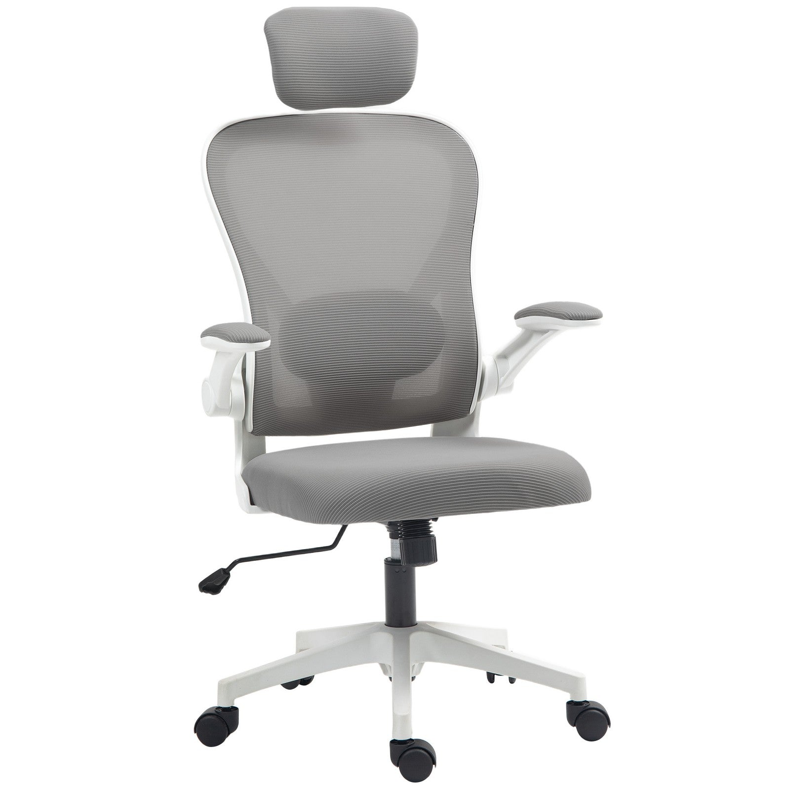 HOMCOM Ergonomic Mesh Office Chair with Headrest, Lumbar Support, Grey