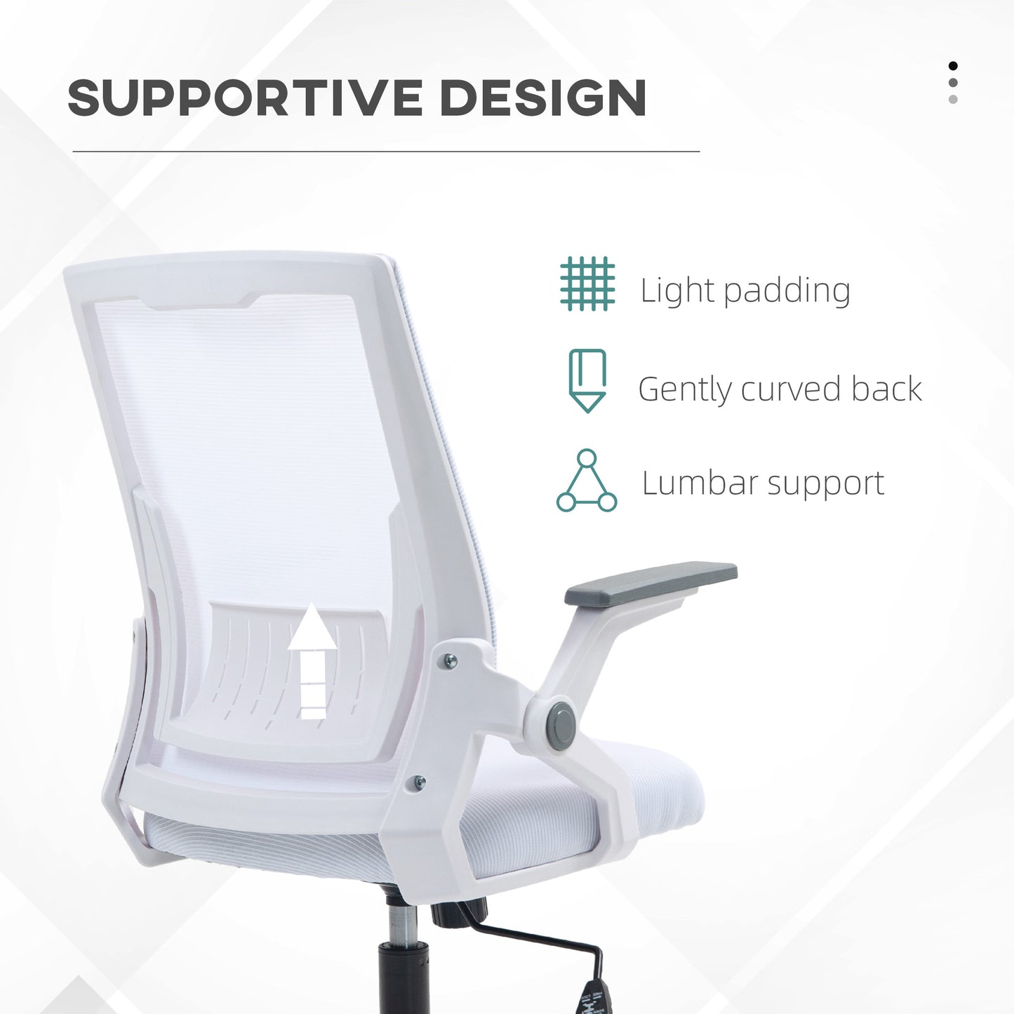 Mesh Office Chair, Desk Chair with Lumbar Support, Flip-Up Armrest
