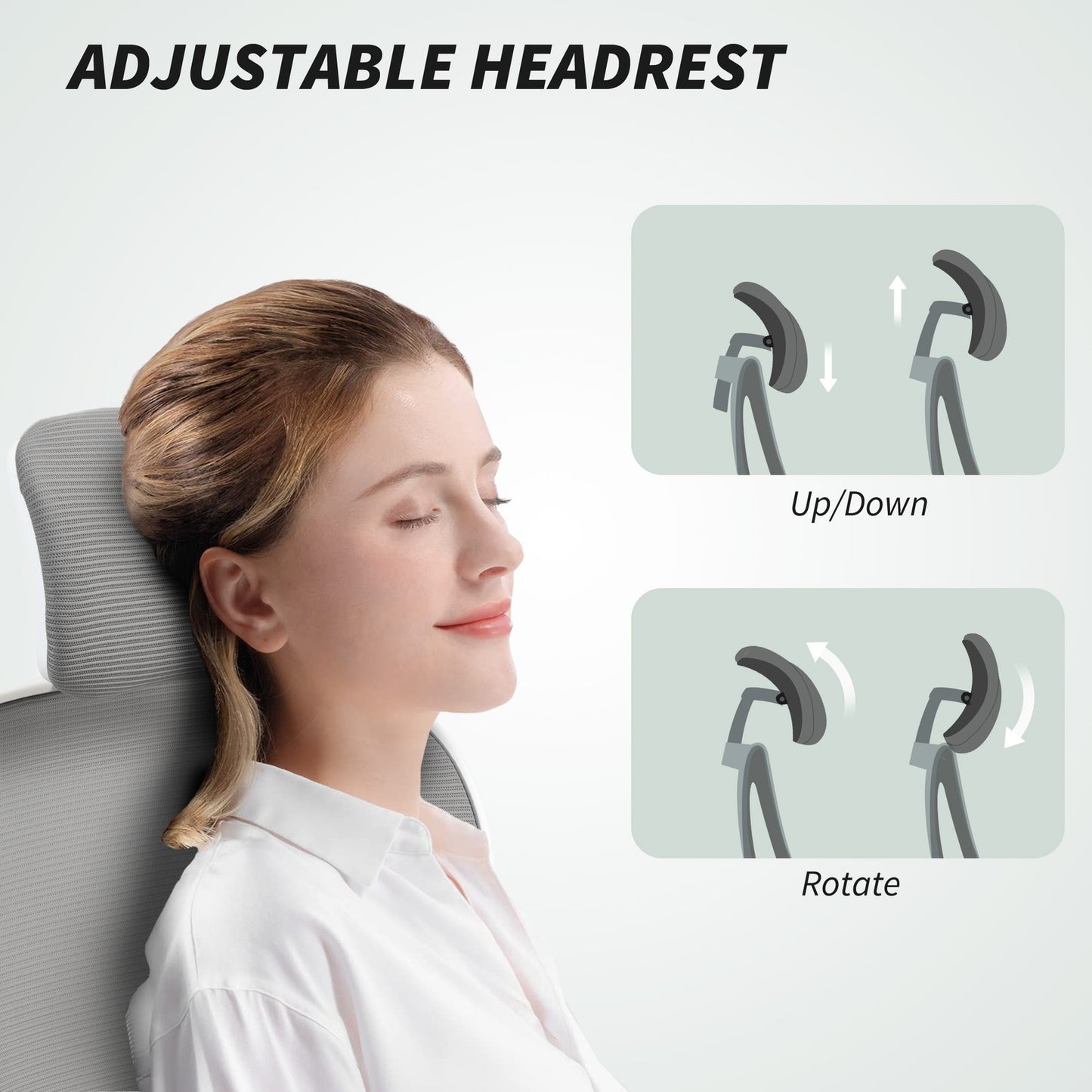 HOMCOM Ergonomic Mesh Office Chair with Headrest, Lumbar Support, Grey