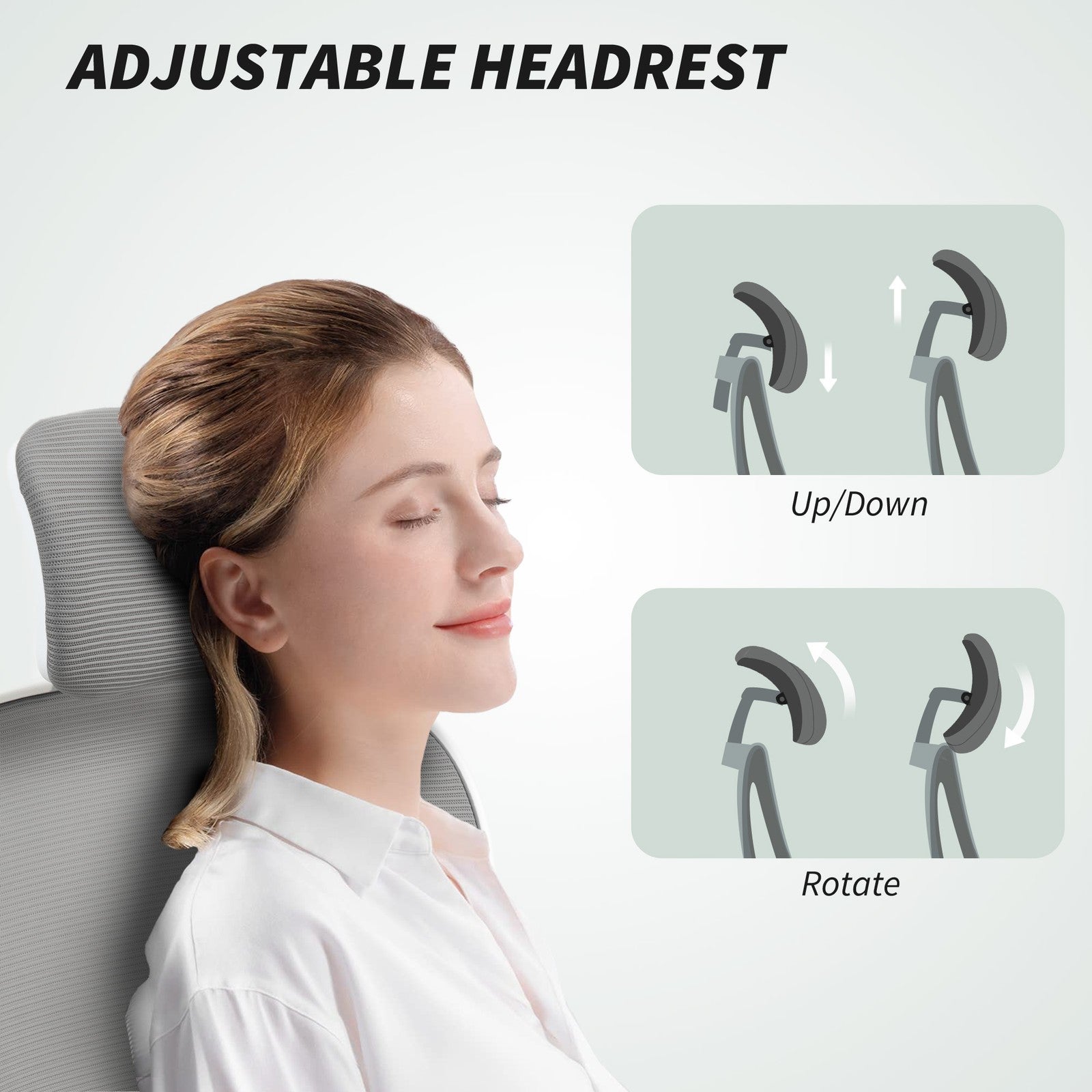 HOMCOM Ergonomic Mesh Office Chair with Headrest, Lumbar Support, Grey