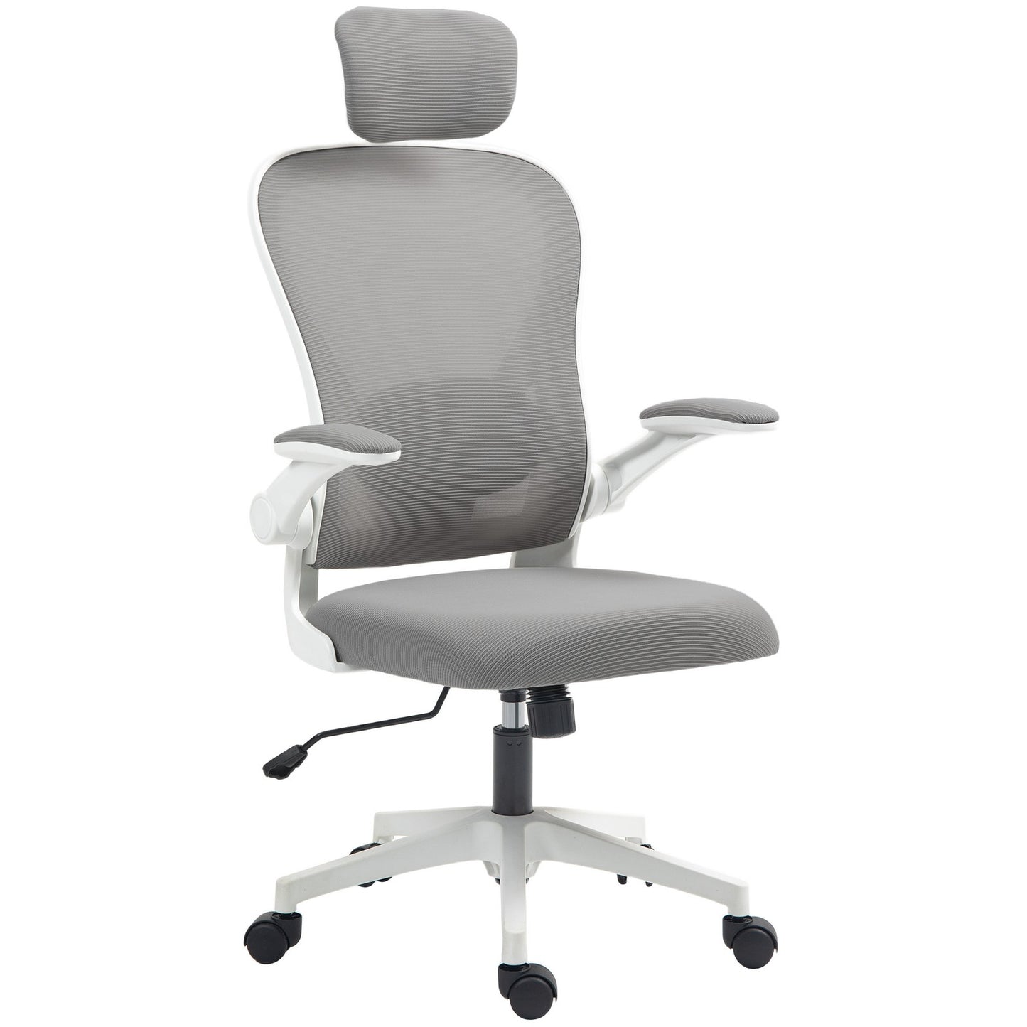HOMCOM Ergonomic Mesh Office Chair with Headrest, Lumbar Support, Grey