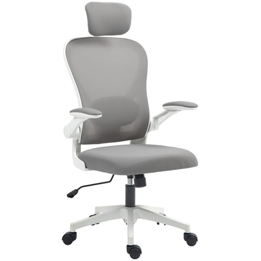 HOMCOM Ergonomic Mesh Office Chair with Headrest, Lumbar Support, Grey
