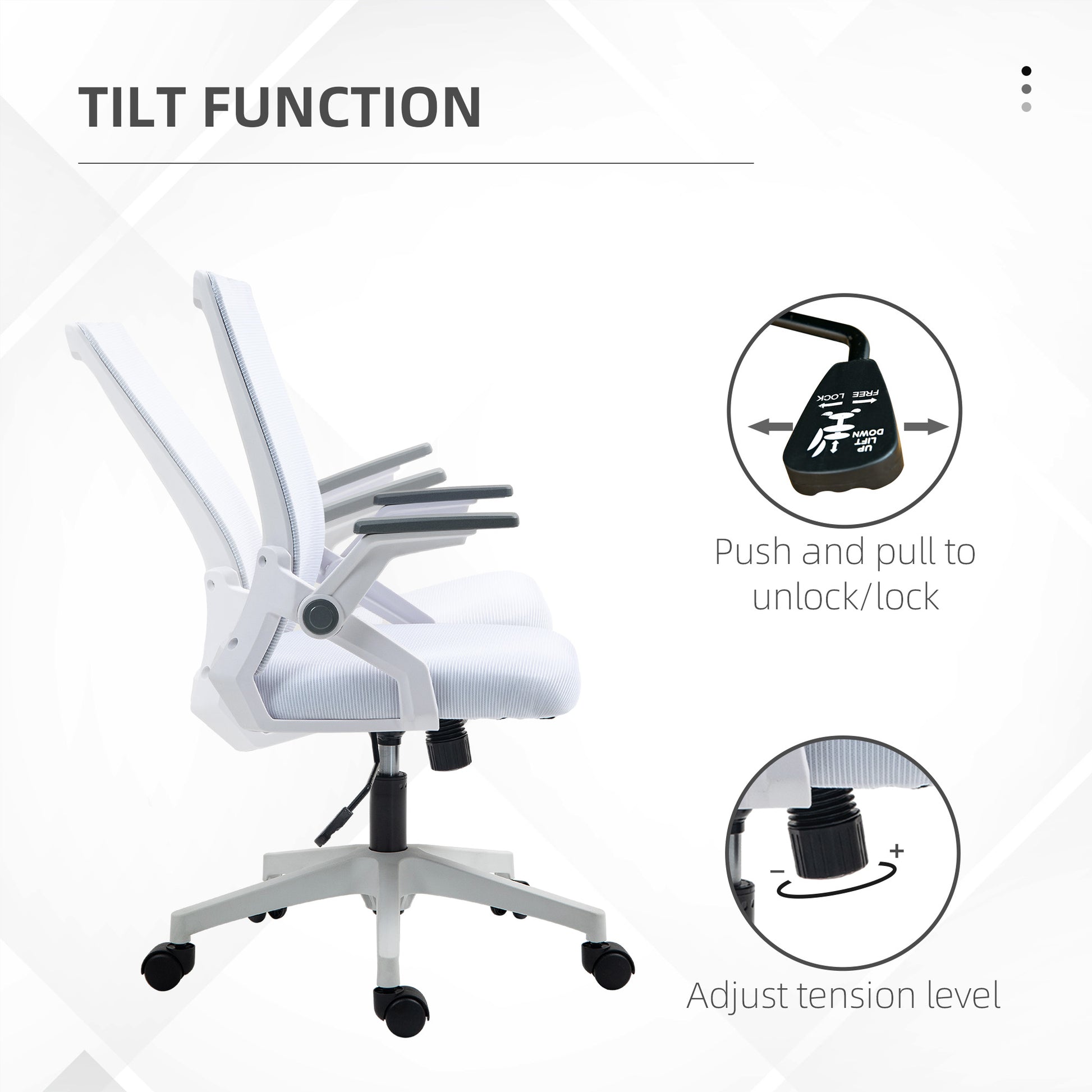 Mesh Office Chair, Desk Chair with Lumbar Support, Flip-Up Armrest