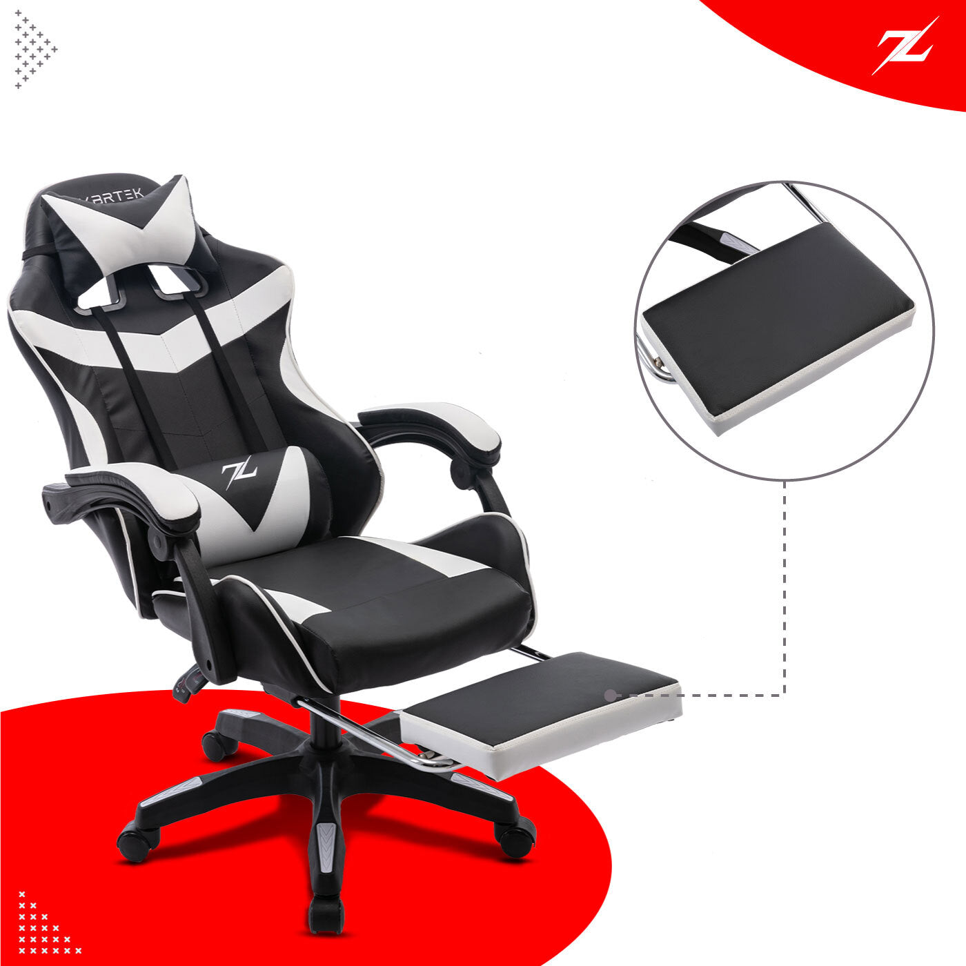 Height Adjustable Recliner Swivel Ergonomic Office PC Gaming Chair with Footrest