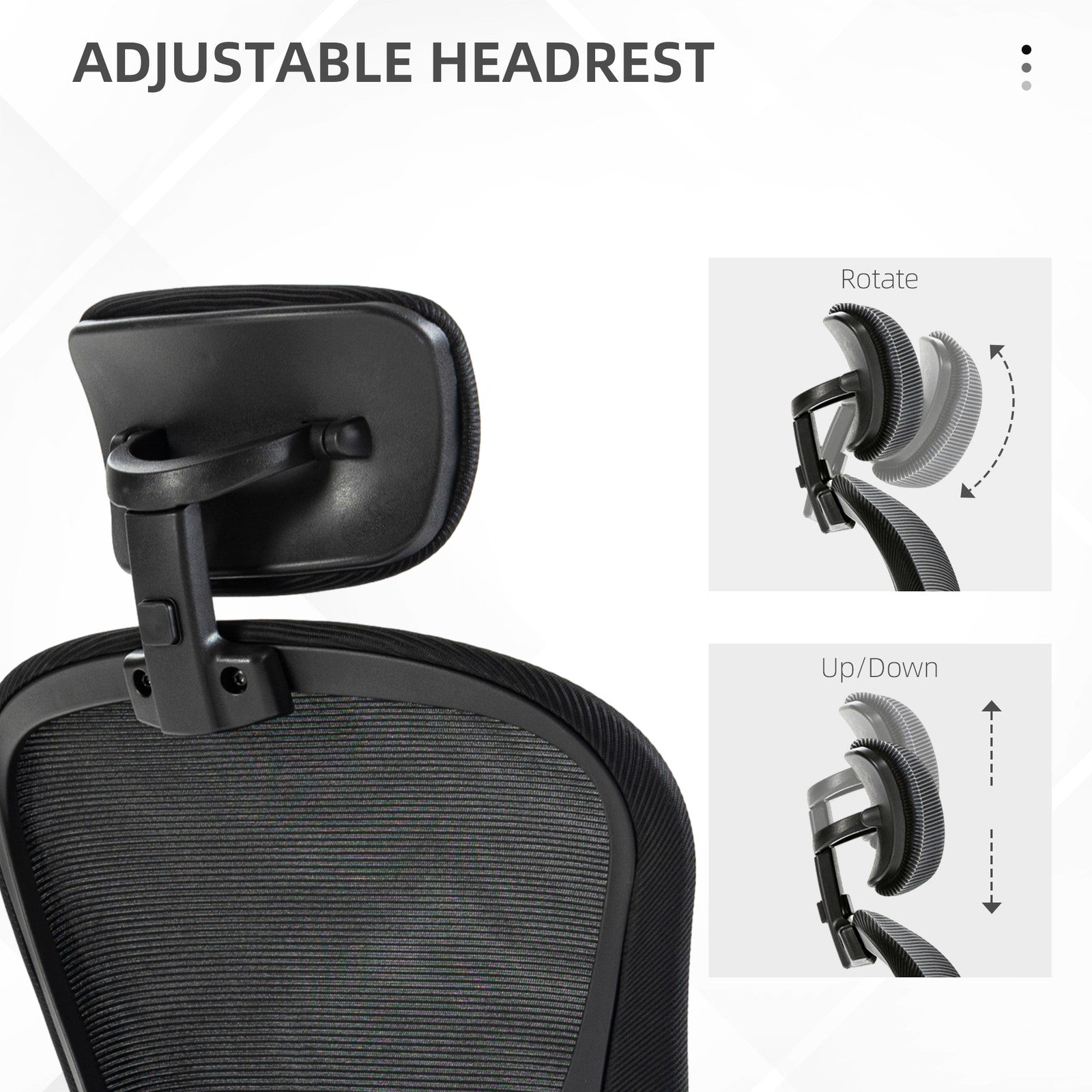 Mesh Office Chair with Headrest, Lumbar Support, 90° Arm