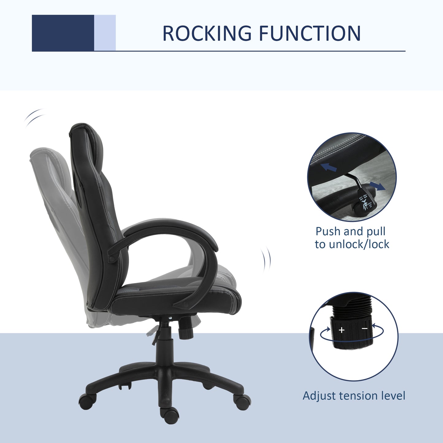 Executive Racing Swivel Gaming Office Chair PU Leather Computer Desk Chair Gray