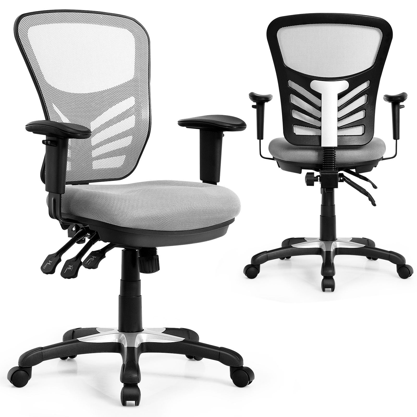 Ergonomic Reclining Mesh Office Chair with 3-Paddle Control