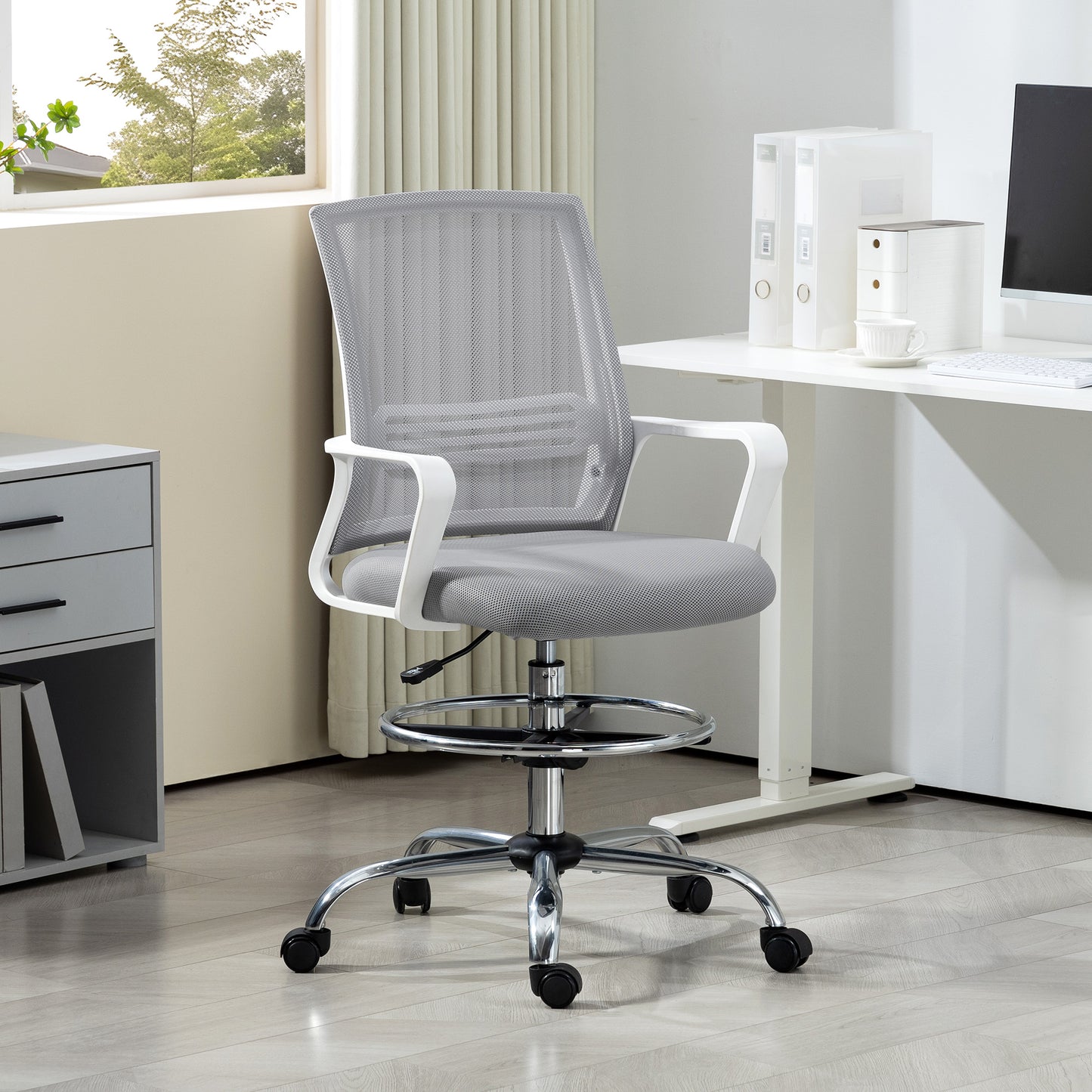 Mesh Drafting Chair, Adjustable Swivel Ergonomic Office Chair
