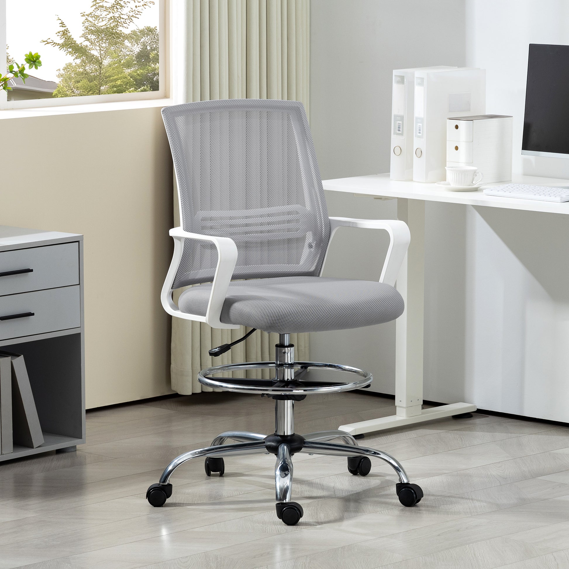 Mesh Drafting Chair, Adjustable Swivel Ergonomic Office Chair