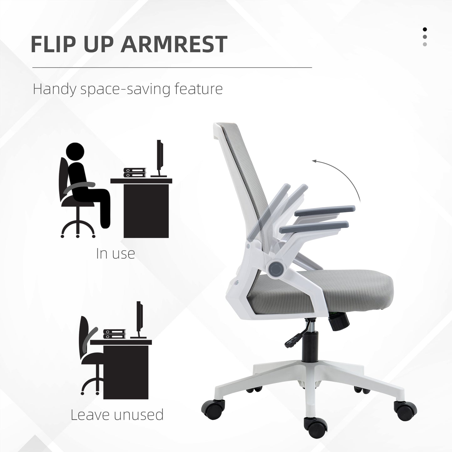 Mesh Office Chair, Desk Chair with Lumbar Support, Flip-Up Armrest