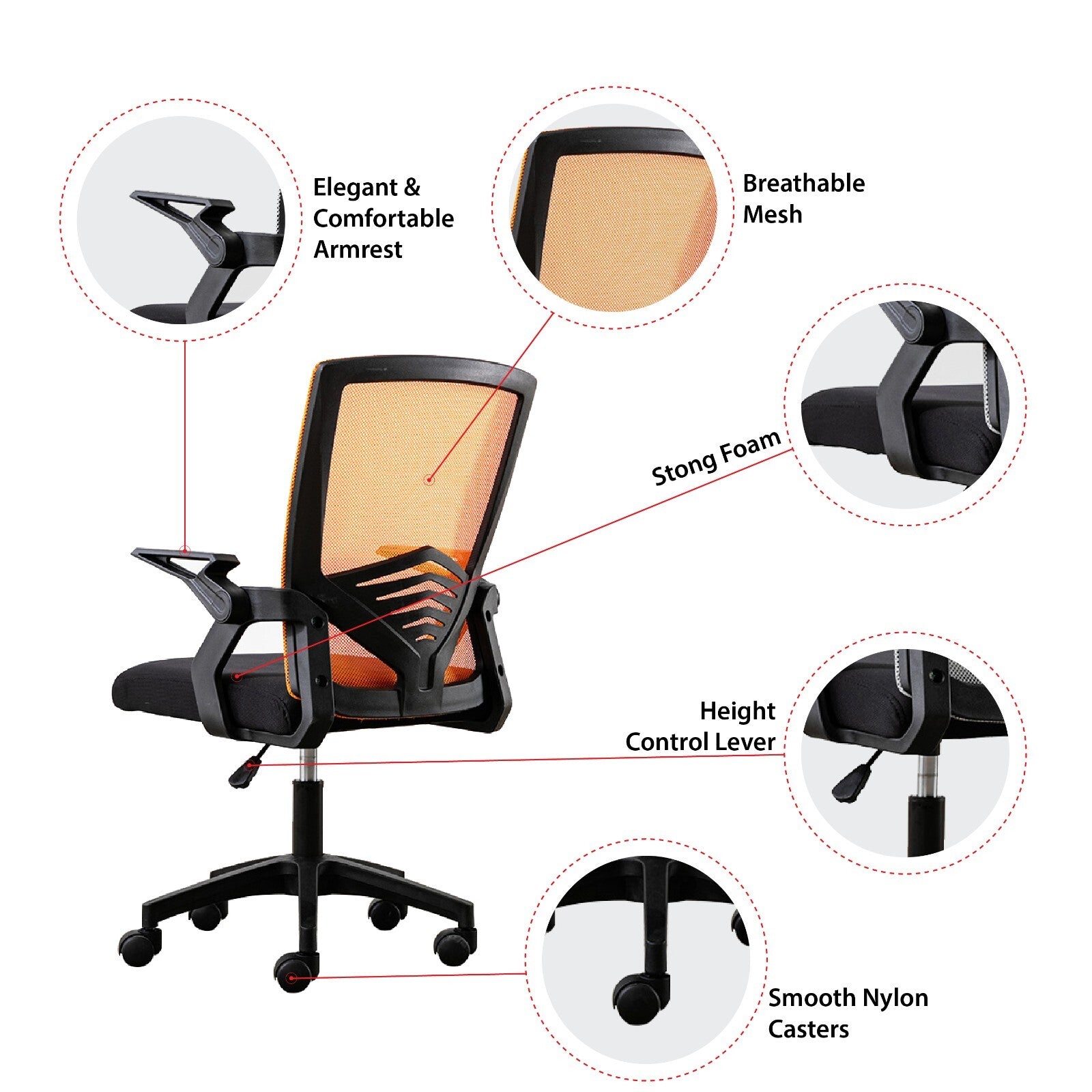 Height Adjustable Recliner Swivel Ergonomic Office PC Gaming Chair with Footrest