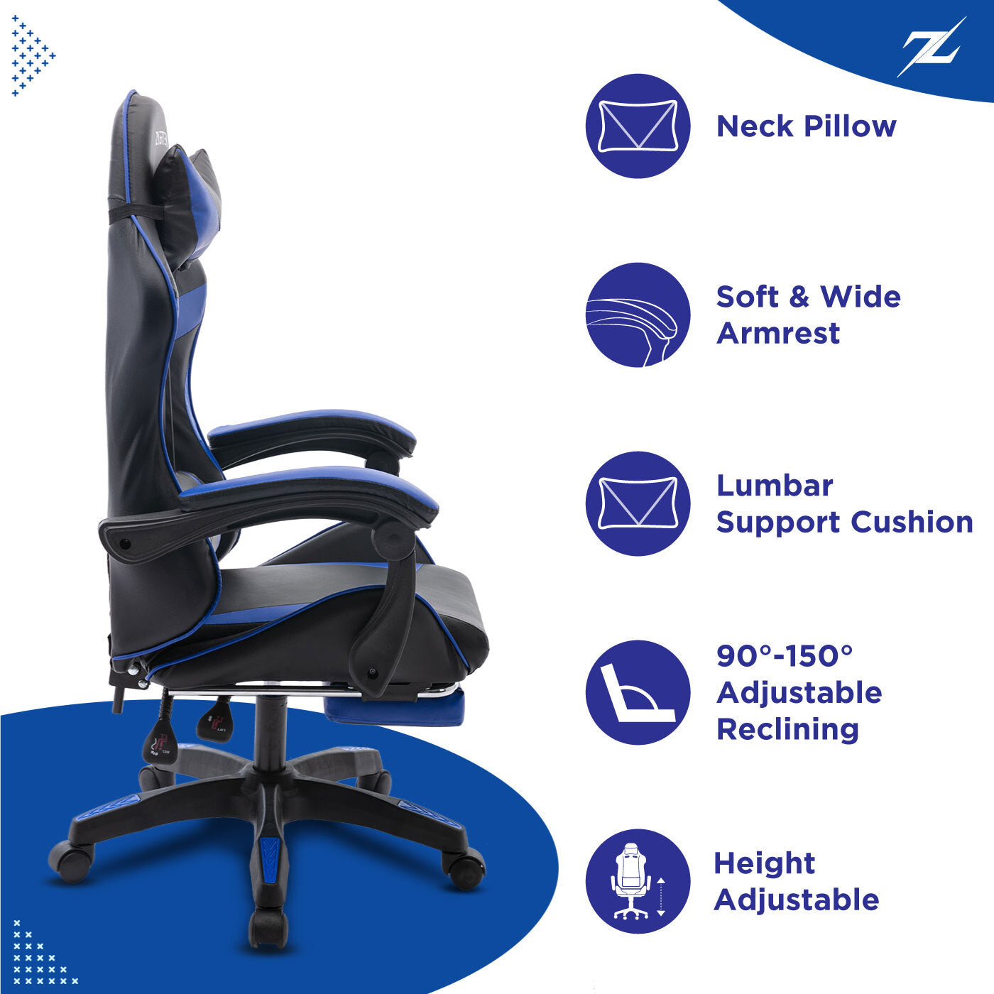Height Adjustable Recliner Swivel Ergonomic Office PC Gaming Chair with Footrest