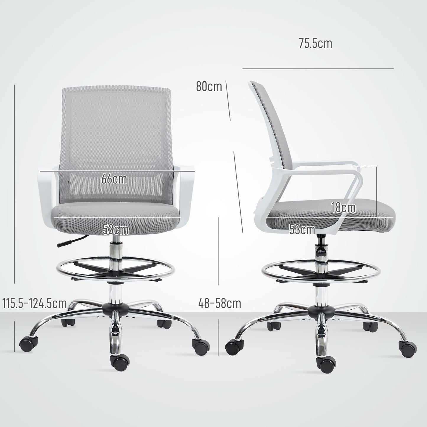 Mesh Drafting Chair, Adjustable Swivel Ergonomic Office Chair