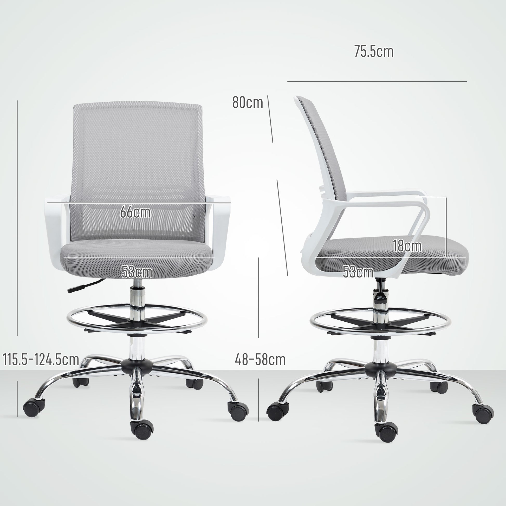 Mesh Drafting Chair, Adjustable Swivel Ergonomic Office Chair