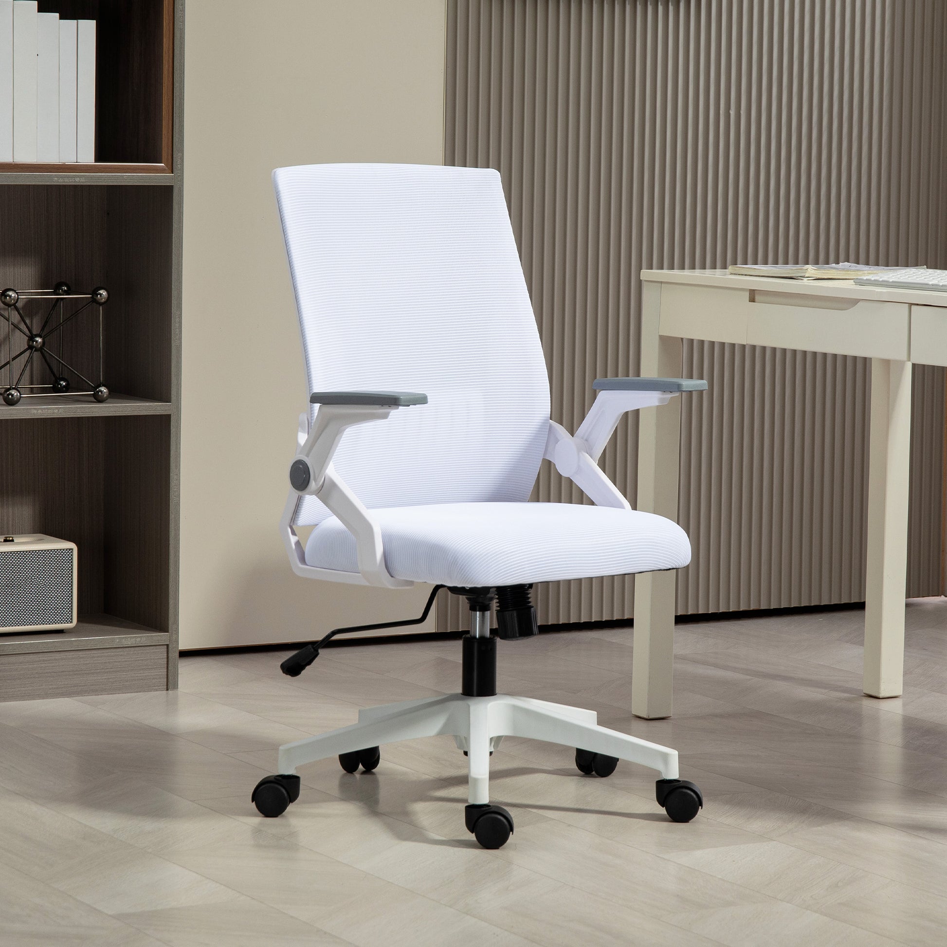 Mesh Office Chair, Desk Chair with Lumbar Support, Flip-Up Armrest