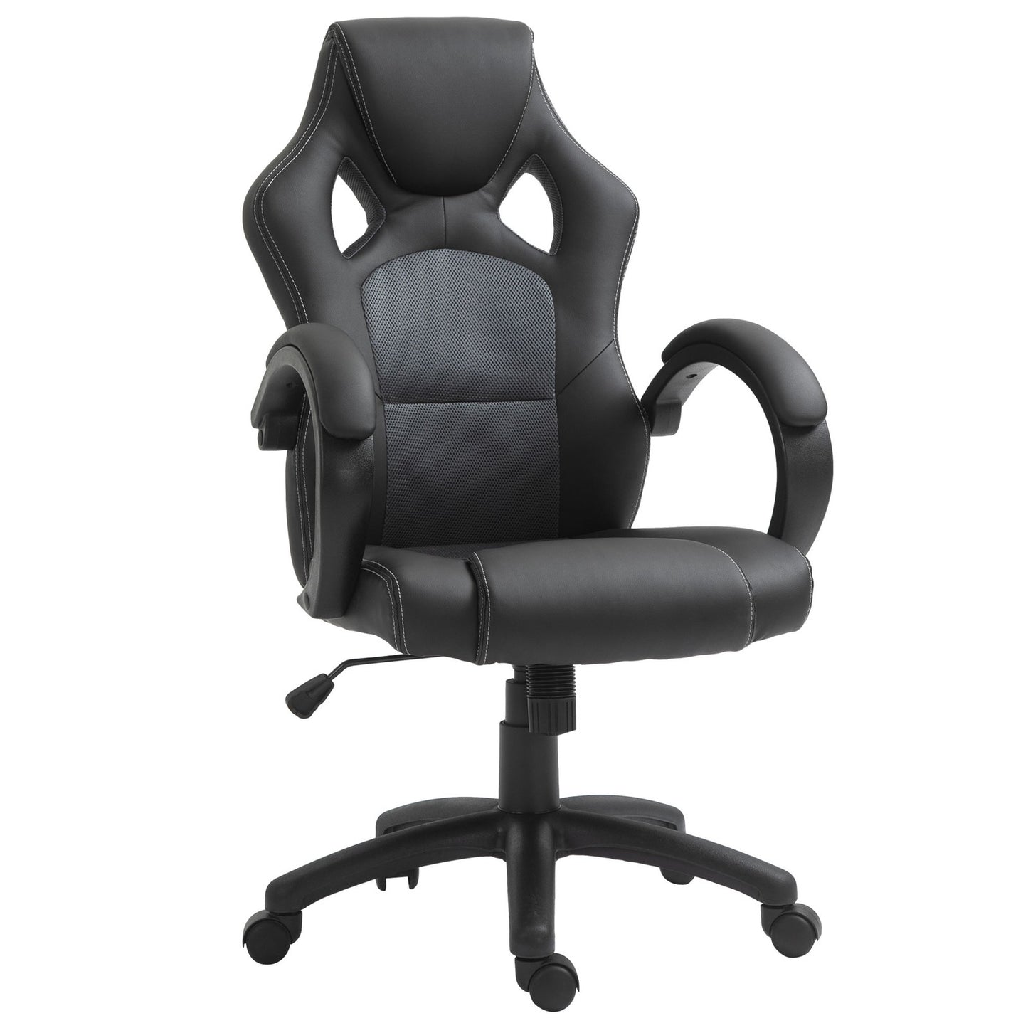 Executive Racing Swivel Gaming Office Chair PU Leather Computer Desk Chair Gray