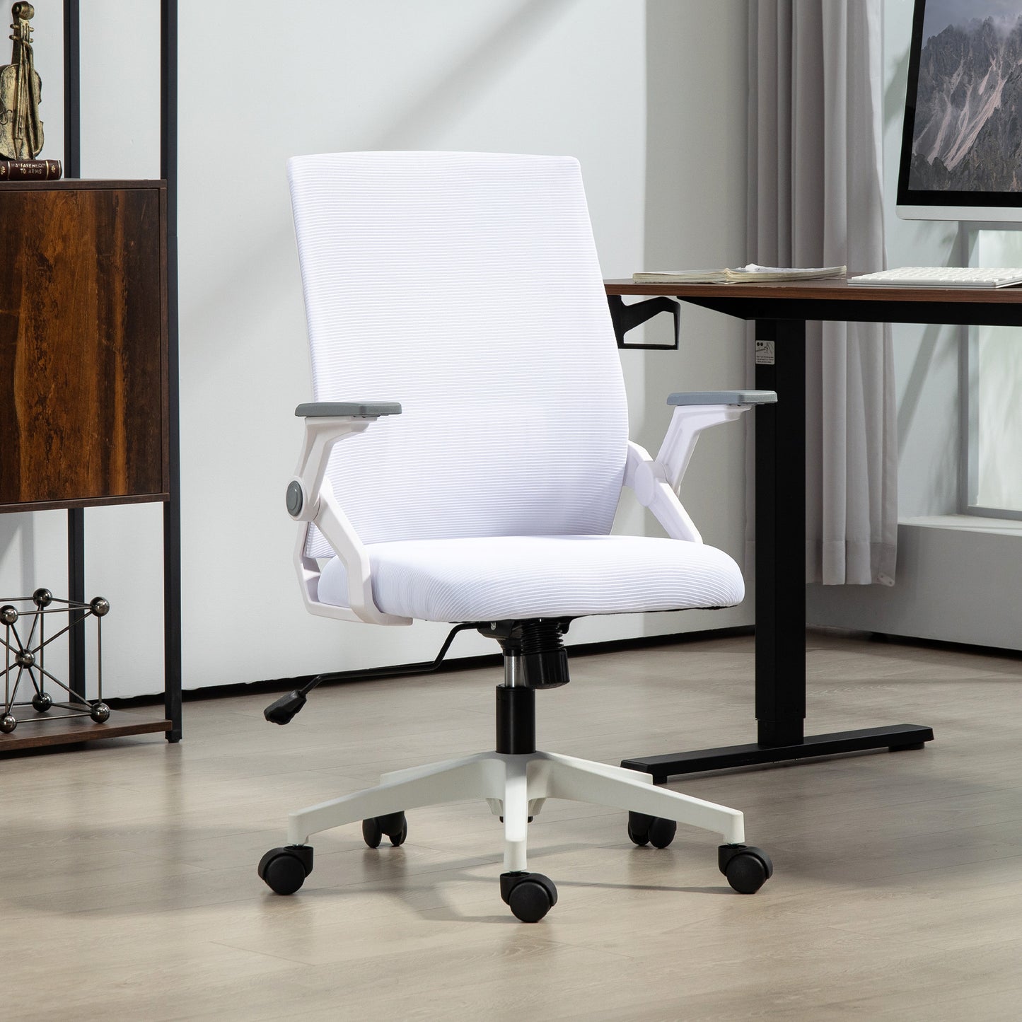 Mesh Office Chair, Desk Chair with Lumbar Support, Flip-Up Armrest