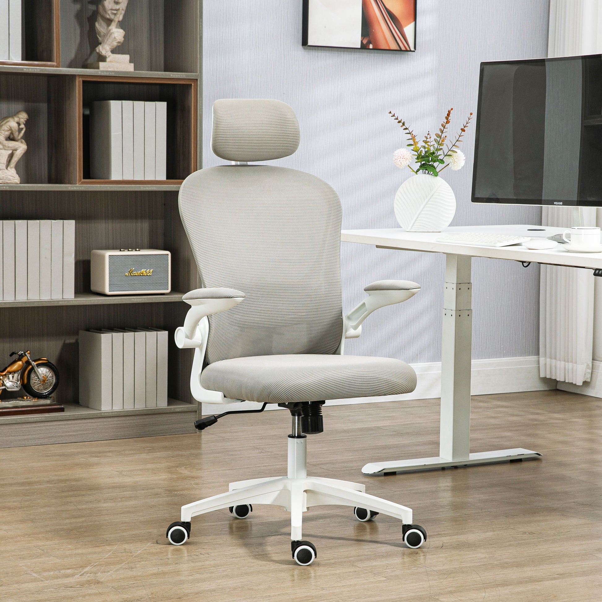 Mesh Office Chair with Headrest, Lumbar Support, 90° Arm