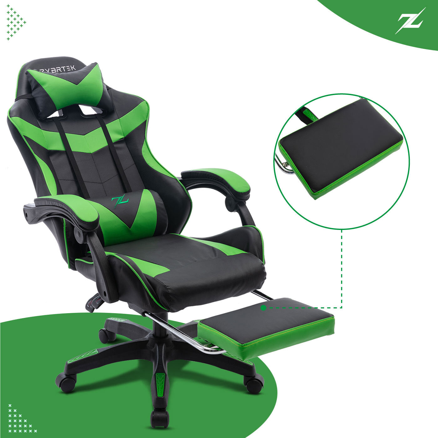 Height Adjustable Recliner Swivel Ergonomic Office PC Gaming Chair with Footrest