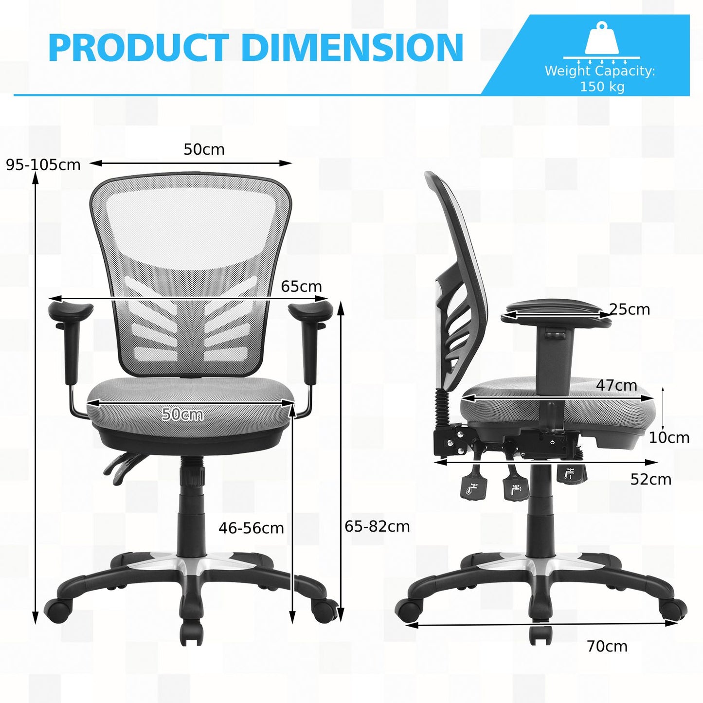 Ergonomic Reclining Mesh Office Chair with 3-Paddle Control