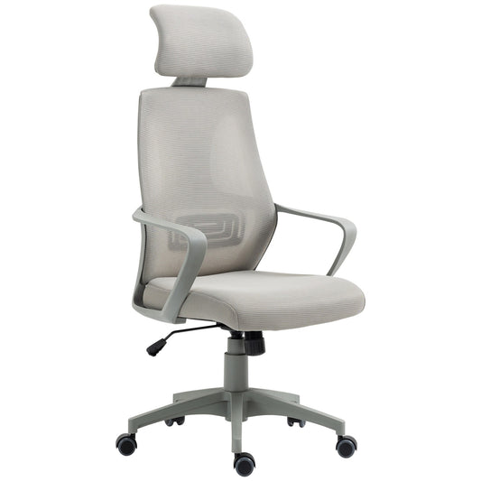 Vinsetto Mesh Back Office Chair W/ Adjustable Height Padded Headrest Grey