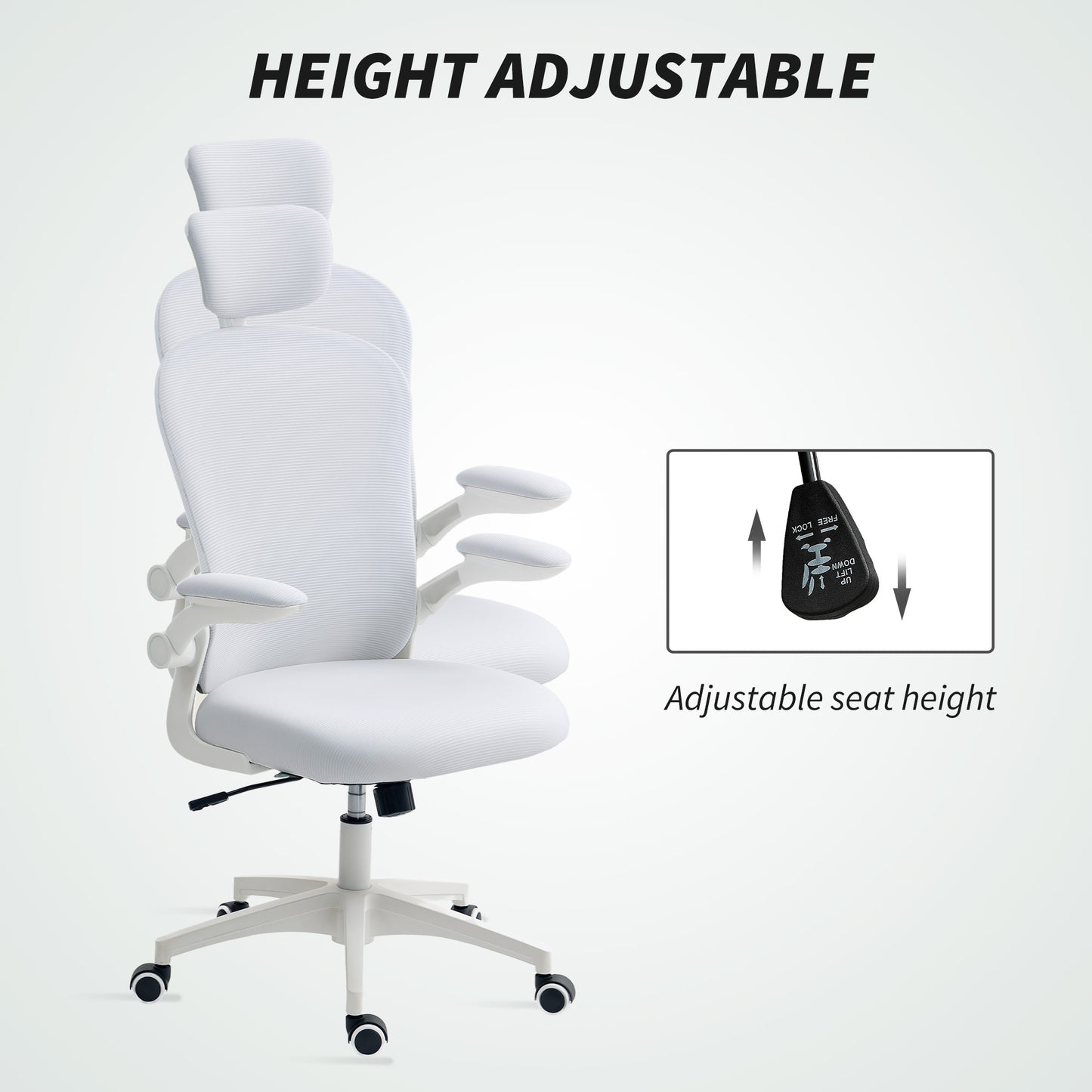 Mesh Office Chair with Headrest, Lumbar Support, 90° Arm