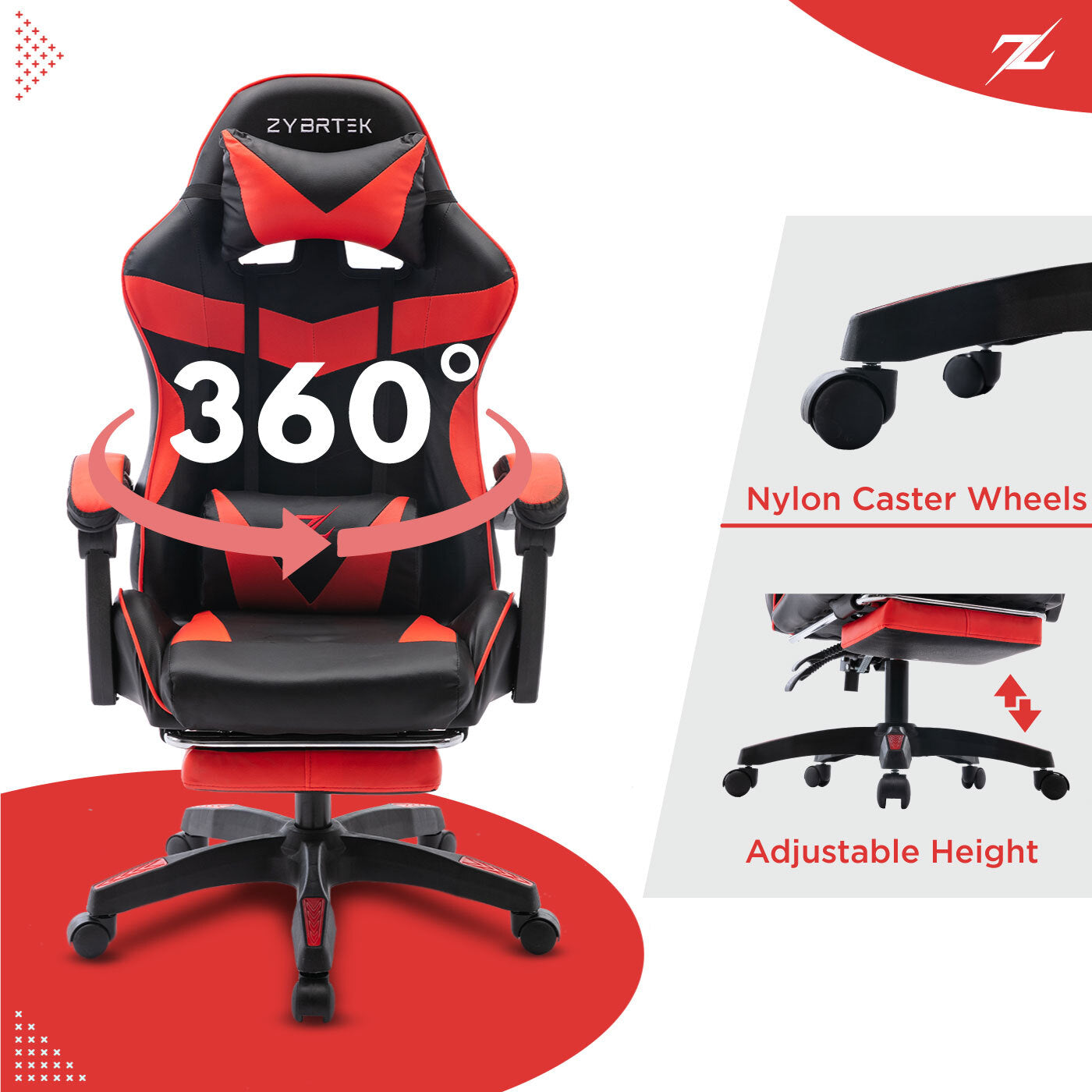 Height Adjustable Recliner Swivel Ergonomic Office PC Gaming Chair with Footrest