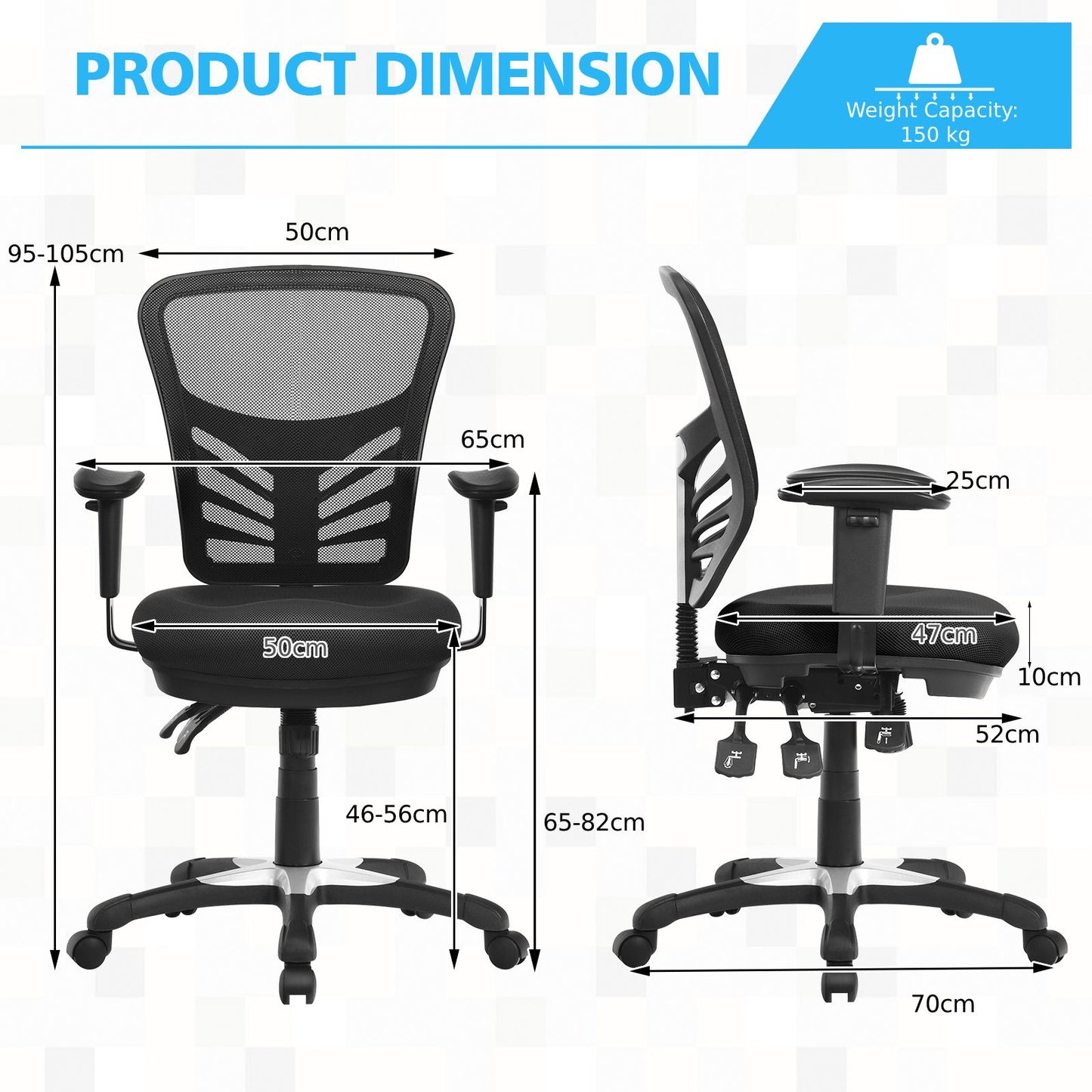 Ergonomic Reclining Mesh Office Chair with 3-Paddle Control