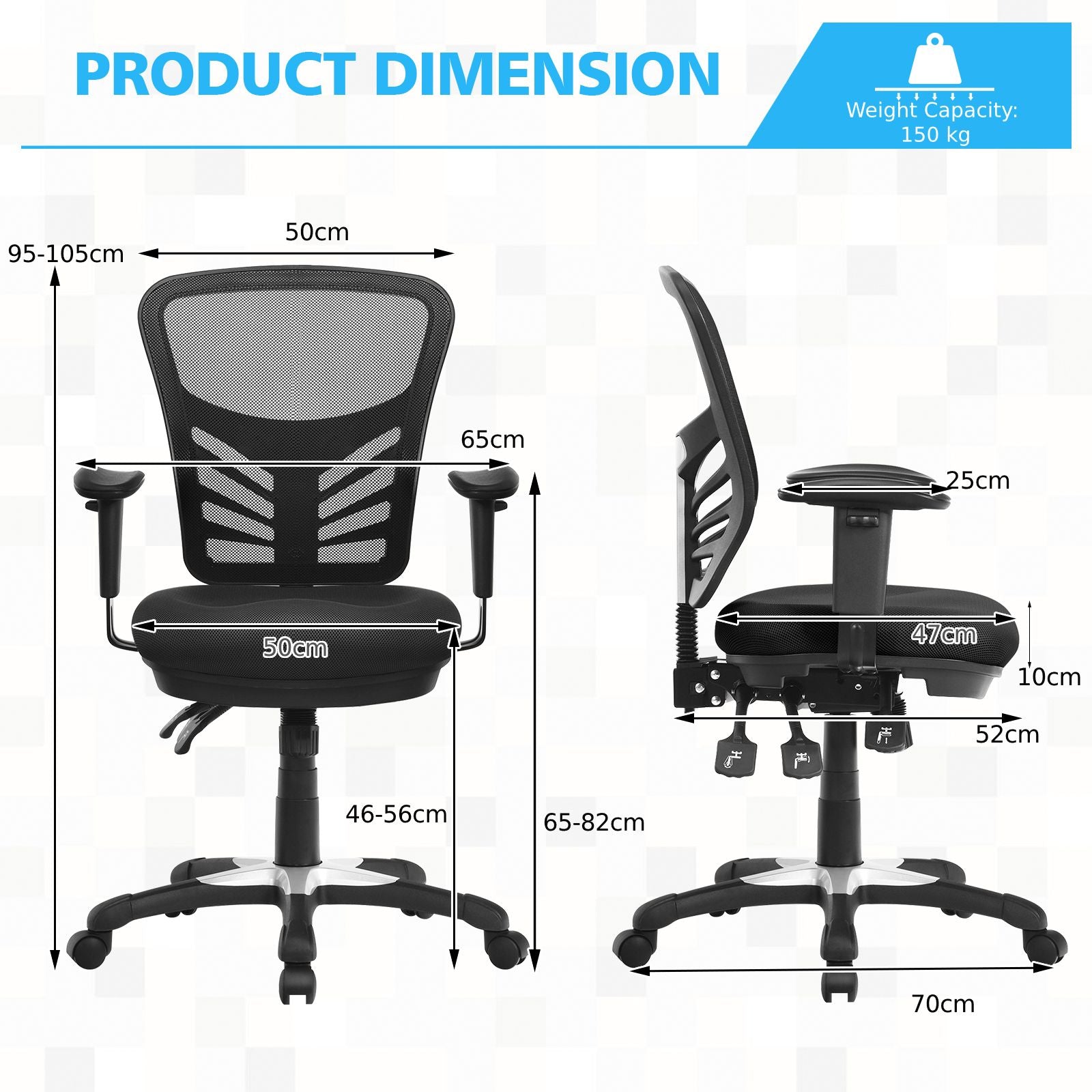 Ergonomic Reclining Mesh Office Chair with 3-Paddle Control