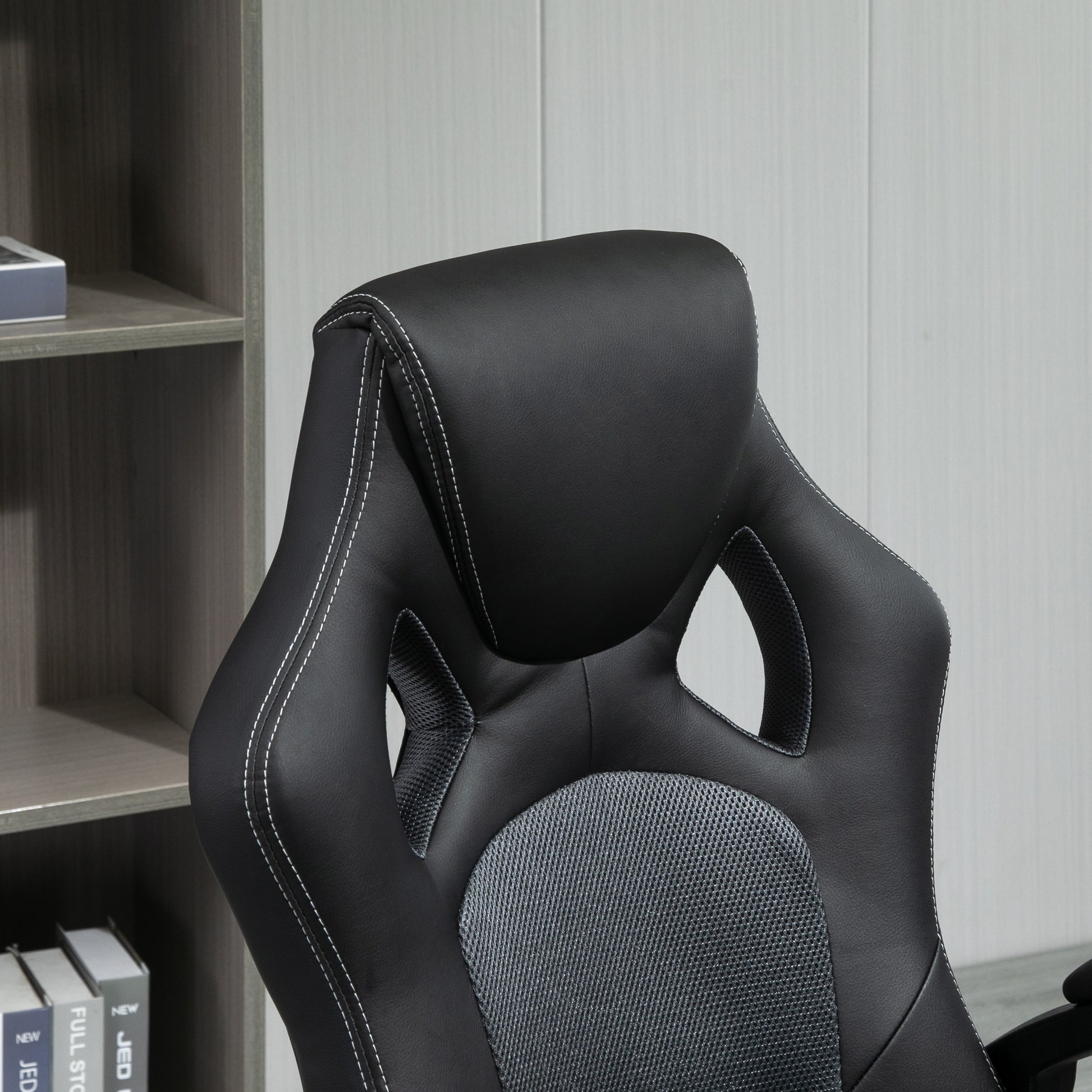 Executive Racing Swivel Gaming Office Chair PU Leather Computer Desk Chair Gray