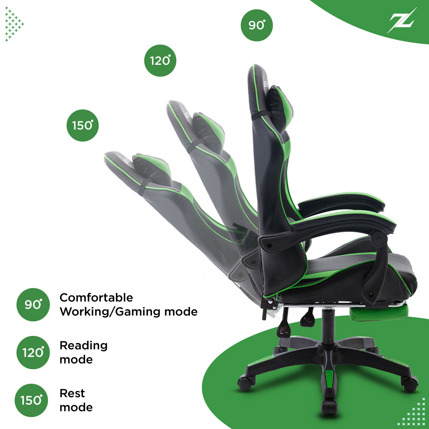 Height Adjustable Recliner Swivel Ergonomic Office PC Gaming Chair with Footrest