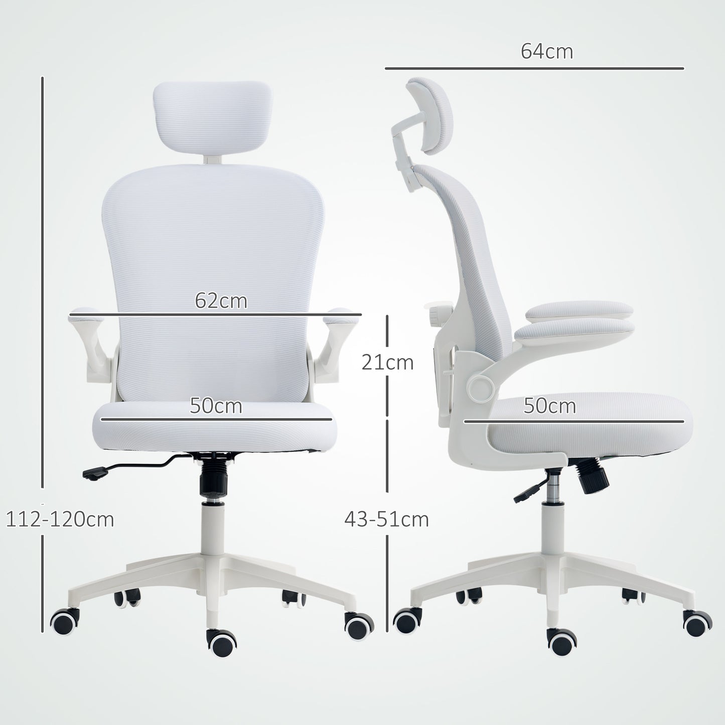 Mesh Office Chair with Headrest, Lumbar Support, 90° Arm
