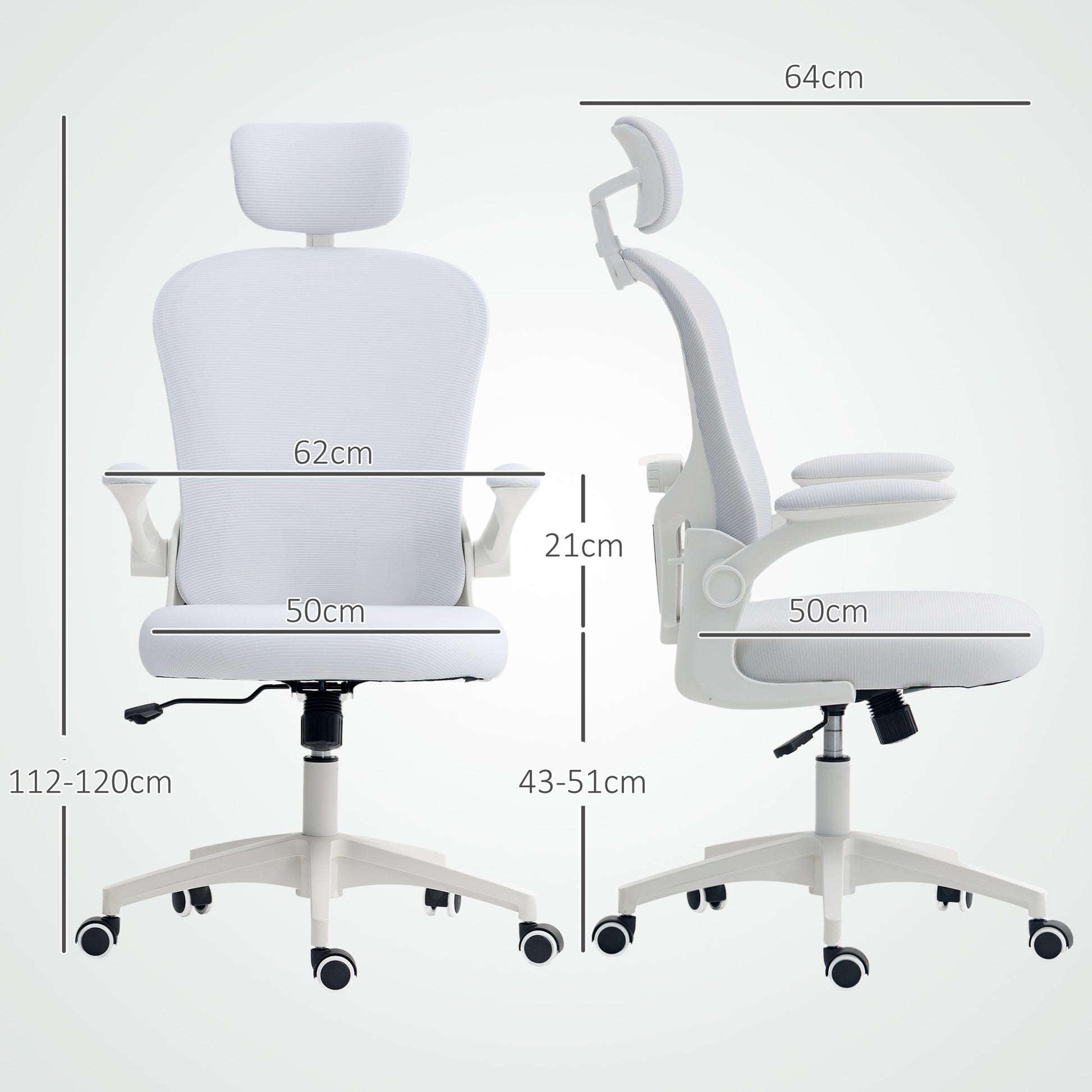 Mesh Office Chair with Headrest, Lumbar Support, 90° Arm