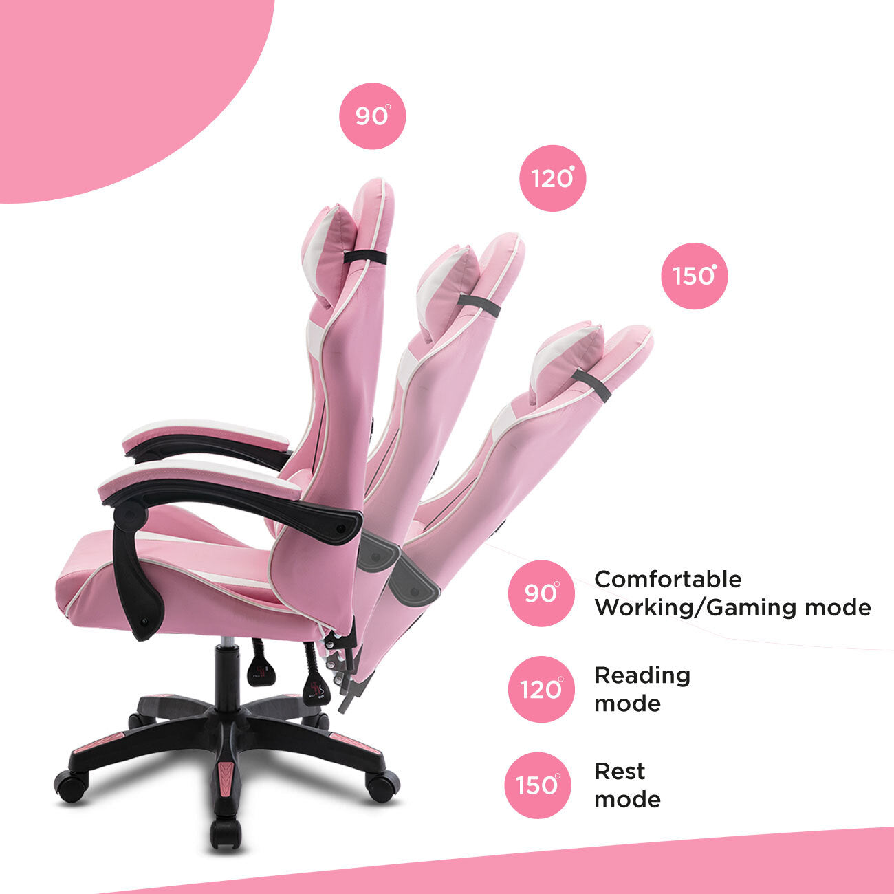 Height Adjustable Recliner Swivel Ergonomic Office PC Gaming Chair with Footrest