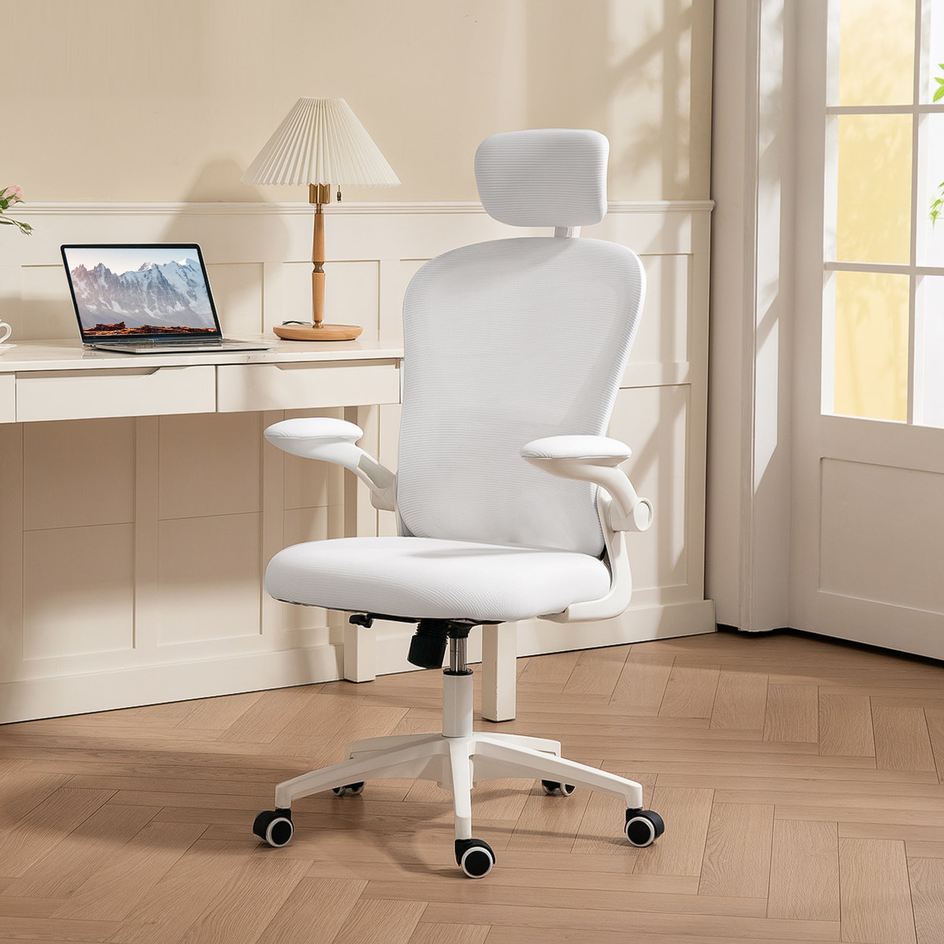 Mesh Office Chair with Headrest, Lumbar Support, 90° Arm