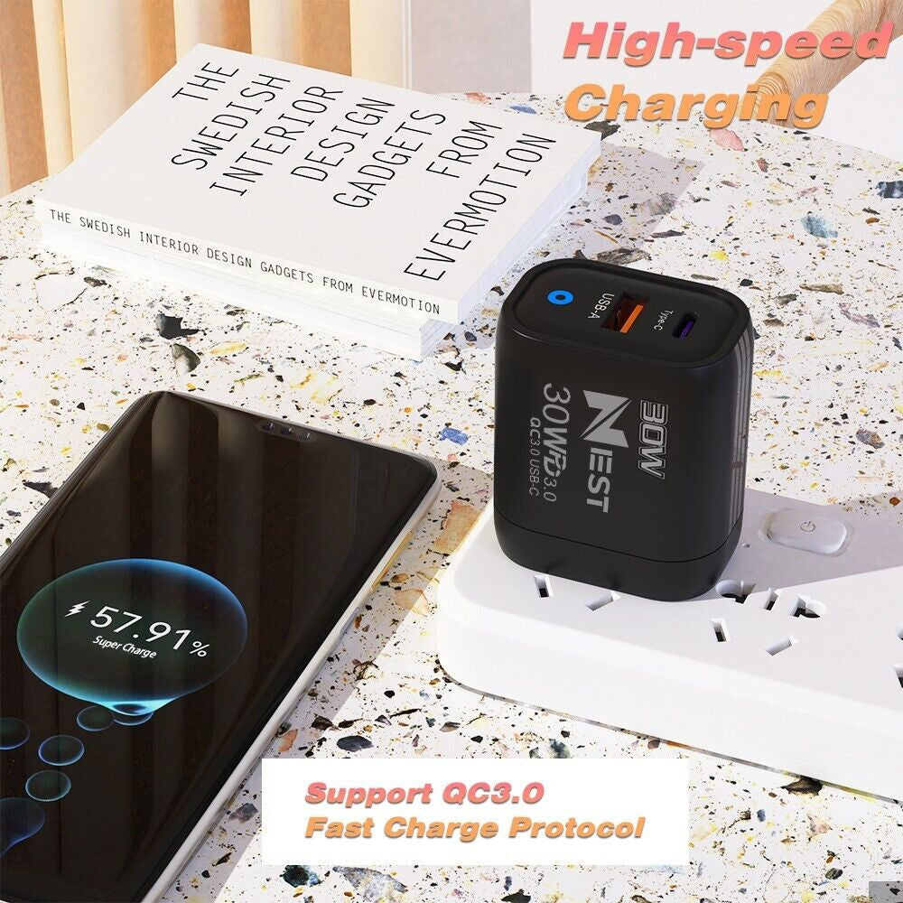 For Iphone 15 16 Pro Max Samsung Fast Charging 22.5W USB-C PD Plug Charger Cable