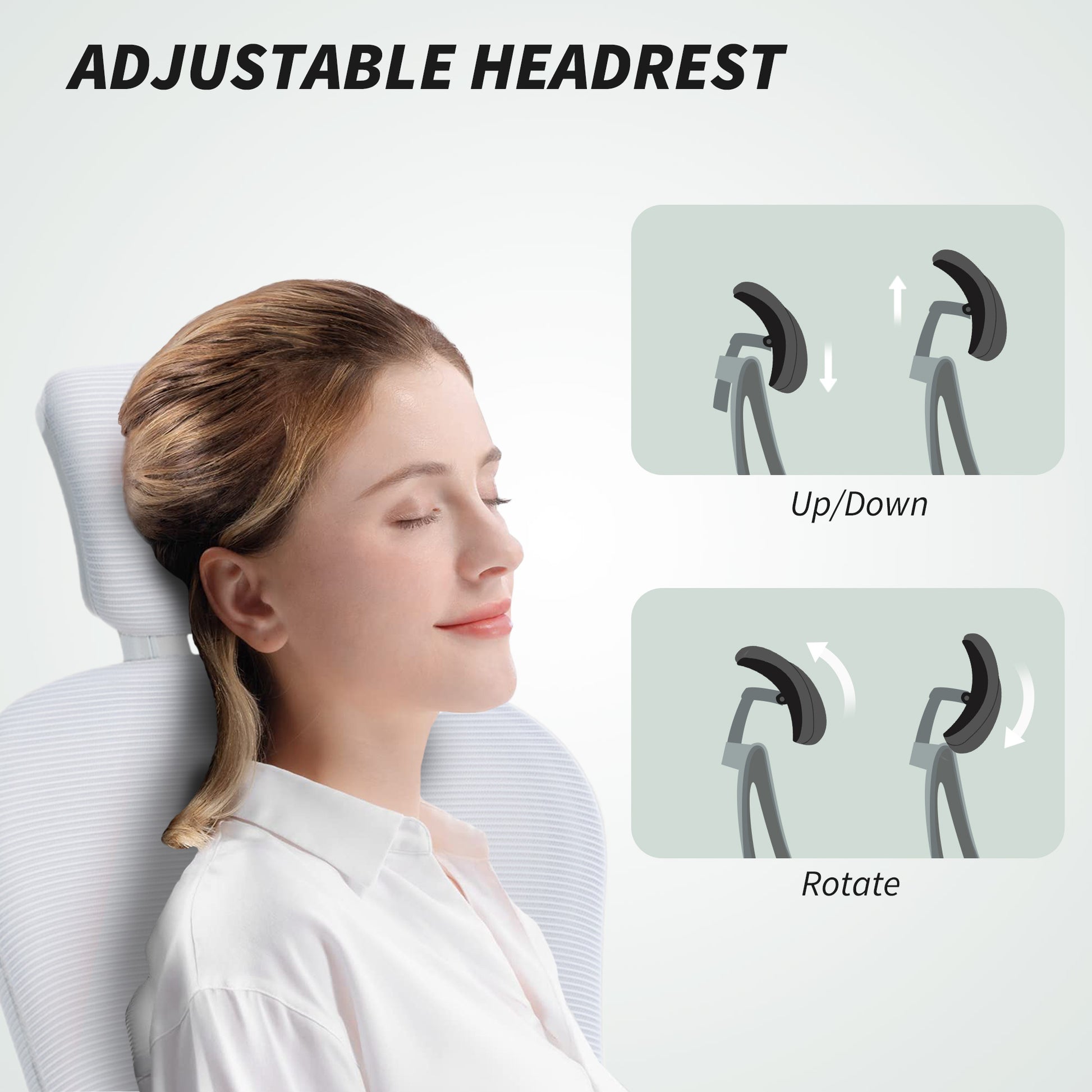 Mesh Office Chair with Headrest, Lumbar Support, 90° Arm