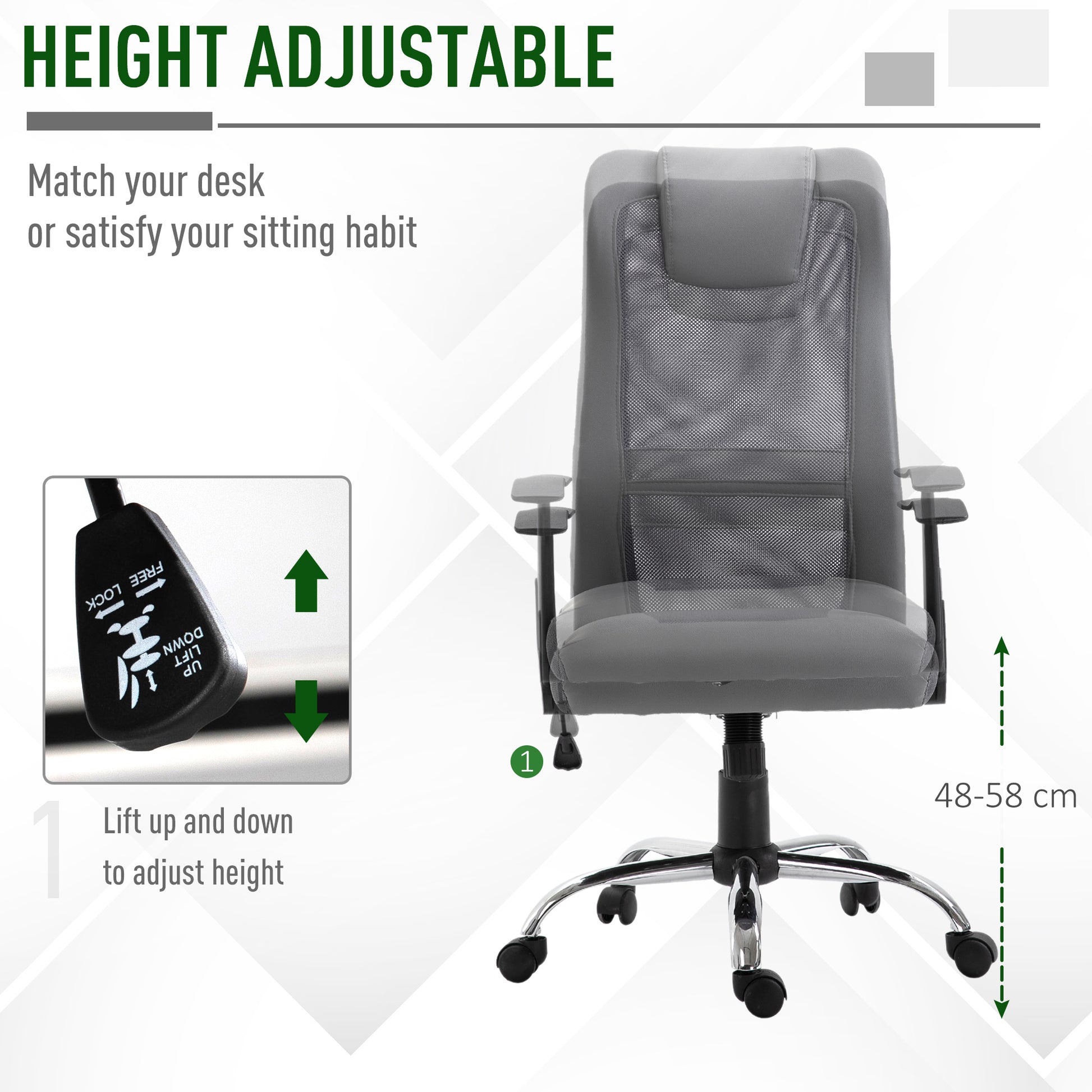 High Back Mesh Office Chair Swivel Ergonomic Task Executive Seat Adjustable