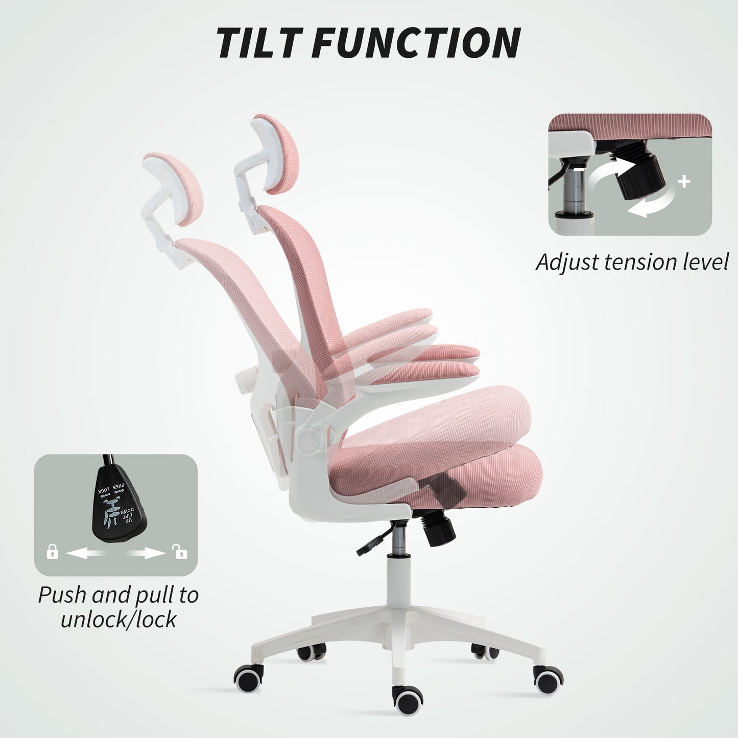 Mesh Office Chair with Headrest, Lumbar Support, 90° Arm