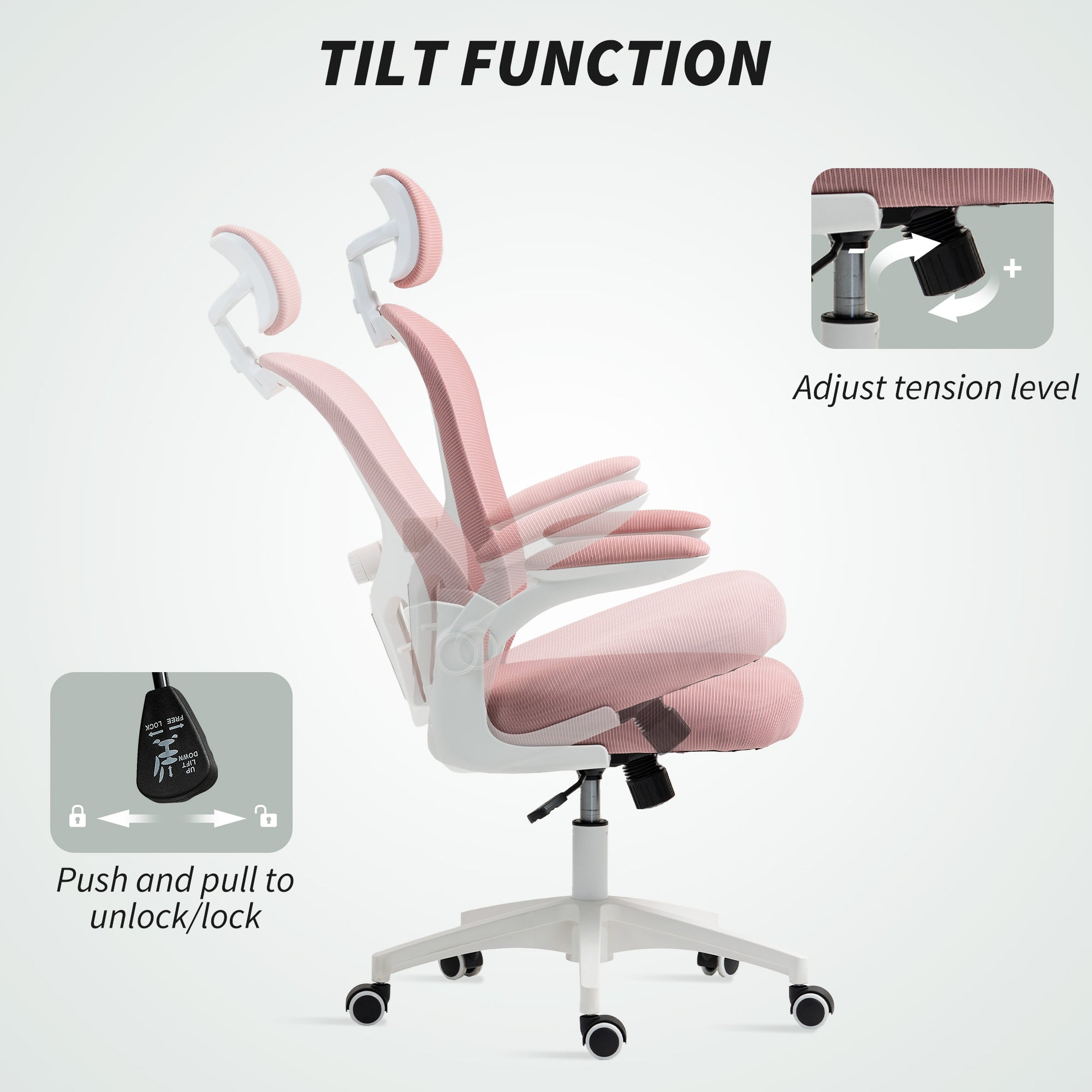 Mesh Office Chair with Headrest, Lumbar Support, 90° Arm