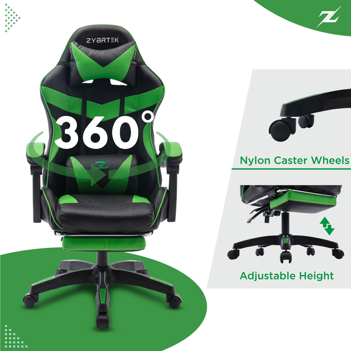 Height Adjustable Recliner Swivel Ergonomic Office PC Gaming Chair with Footrest